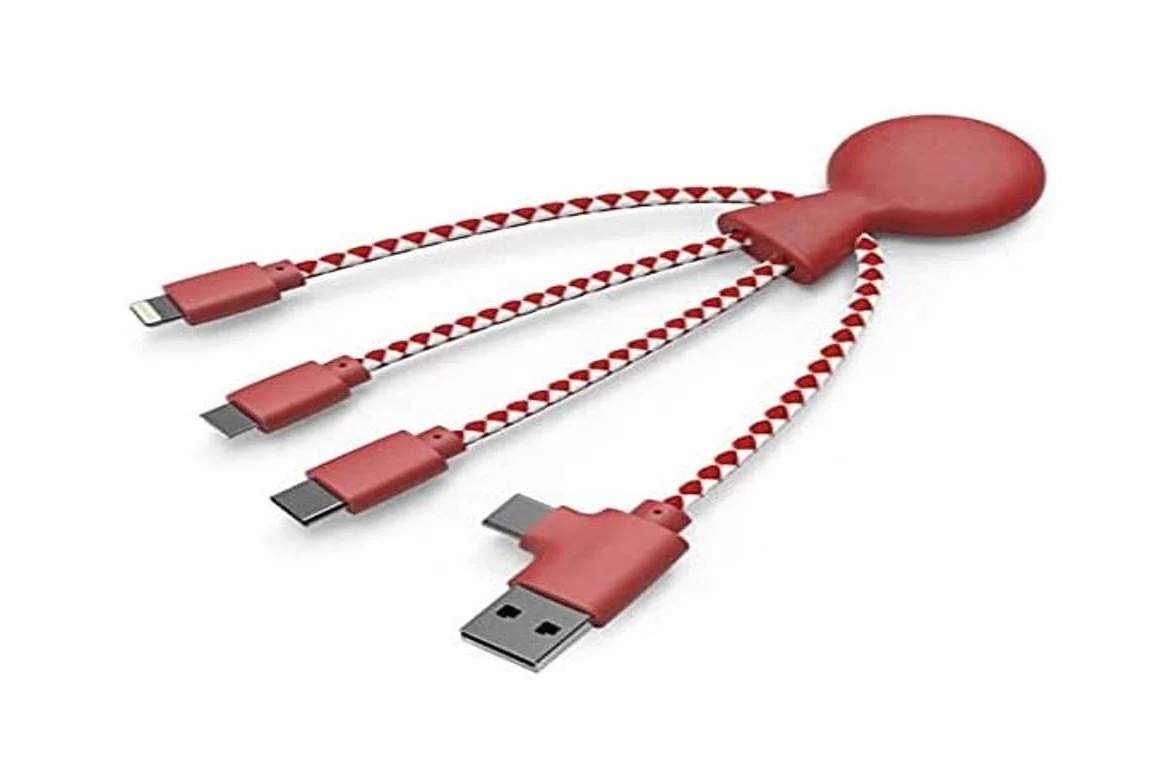 Xoopar Multi USB Mr Bio 4 w 1 Kabel USB - Ekologiczny biodegradowalny uniwersalna ładowarka do smartfona (czerwony)