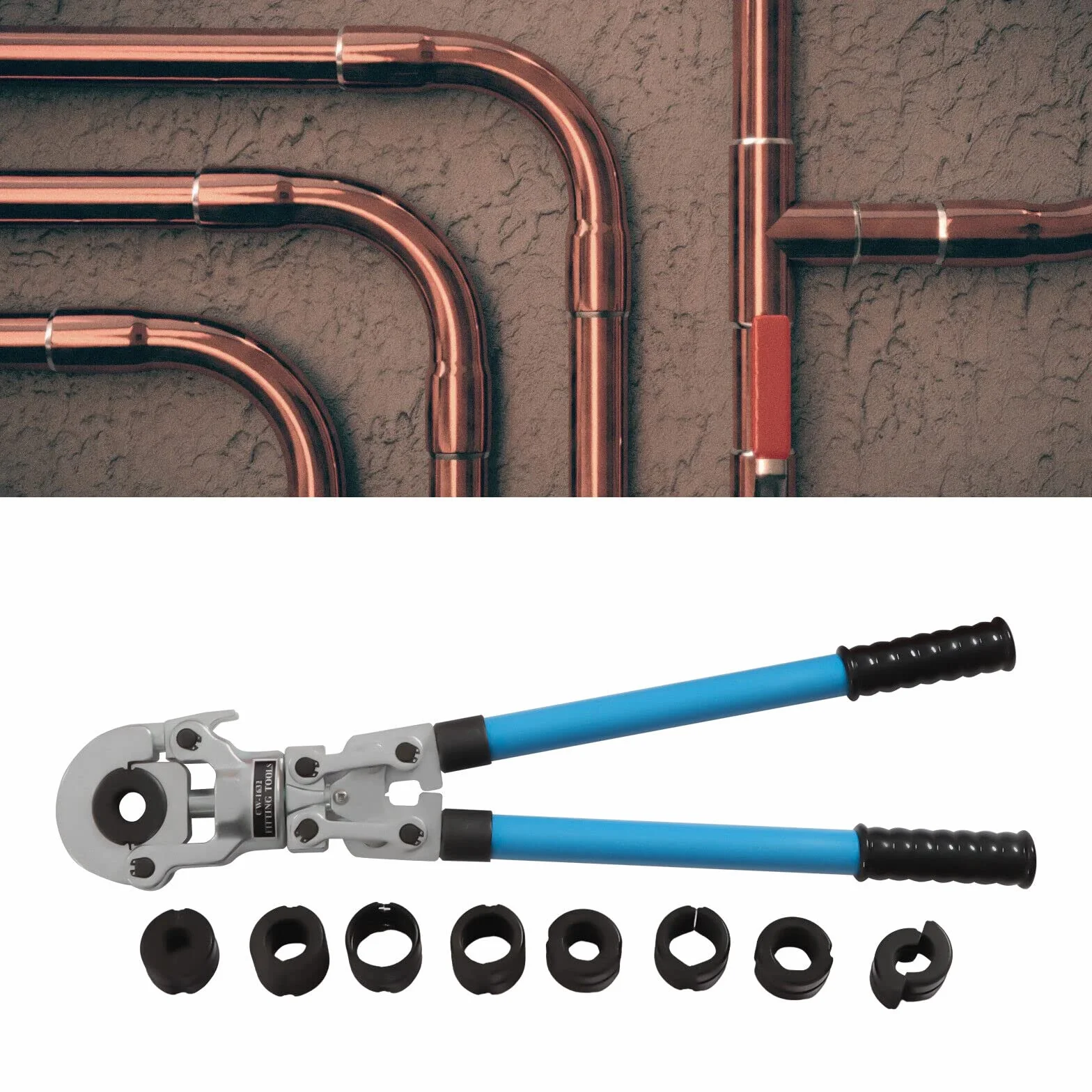 PEX zestaw narzędzi zaciskowych, prasa ręczna, szczypce zaciskowe V12 – 28 mm i TH16-32 mm, rura kompozytowa, rura miedziana, szczypce do zaciskania, zestaw szczypiec zaciskowych