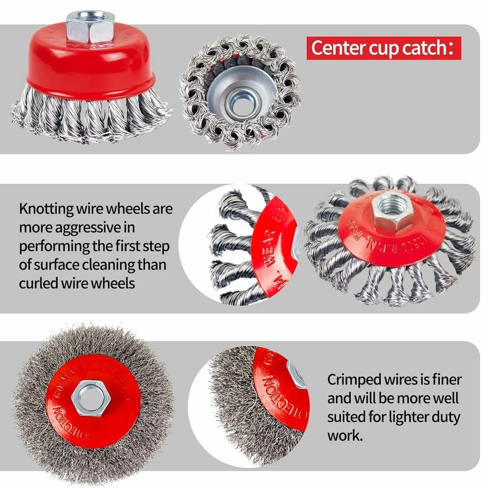 Szczotki metalowe, tarcze miseczkowe, Zestaw szczotek garnkowych do kół ze stali węglowej, 4 cale, 5/8-11 cali i M14, 6 szt(6pcs,M14)