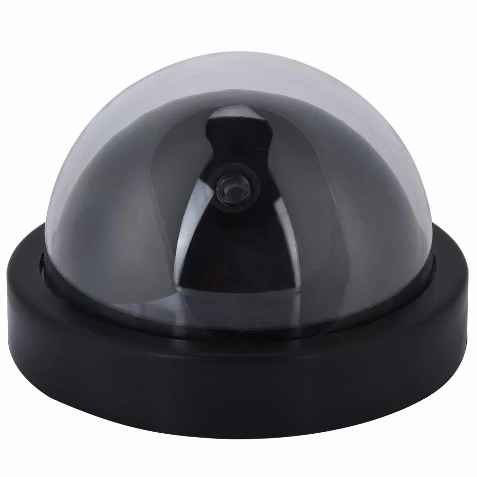 Dummy Fałszywy Symulowany Nadzór Bezpieczeństwa Kamera Kopułkowa CCTV Wewnętrzna Zewnętrzna z Jednym światłem LED, Ostrzegawcza Naklejka Ostrzegawcza z 1 szt. Światłem LED