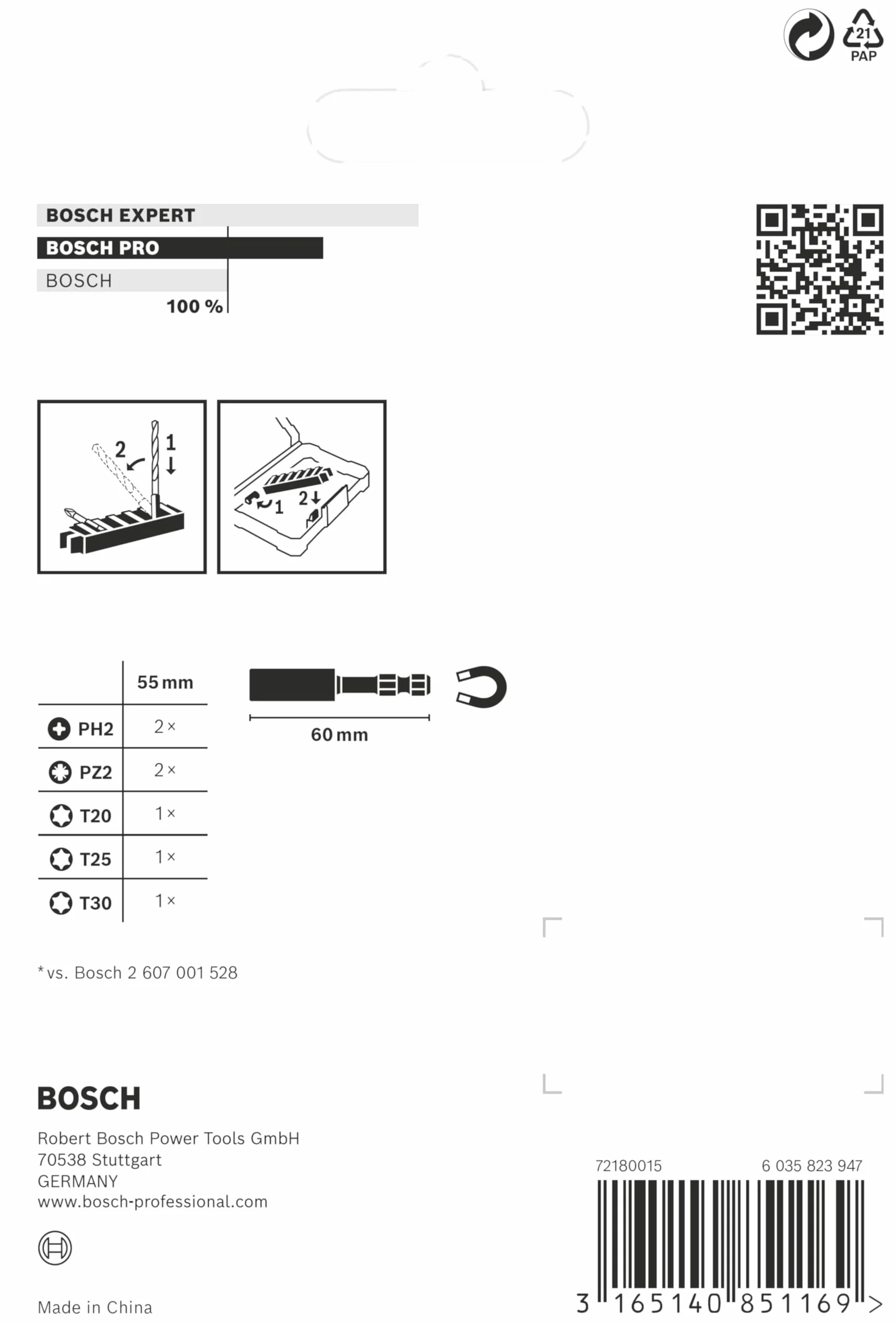 Bosch 8x PRO Impact Set ze standardowym uchwytem do bitów i indeksem Pick and Click (170 x 120 mm, Professional Akcesoria Śrubokręt, Śrubokręt)