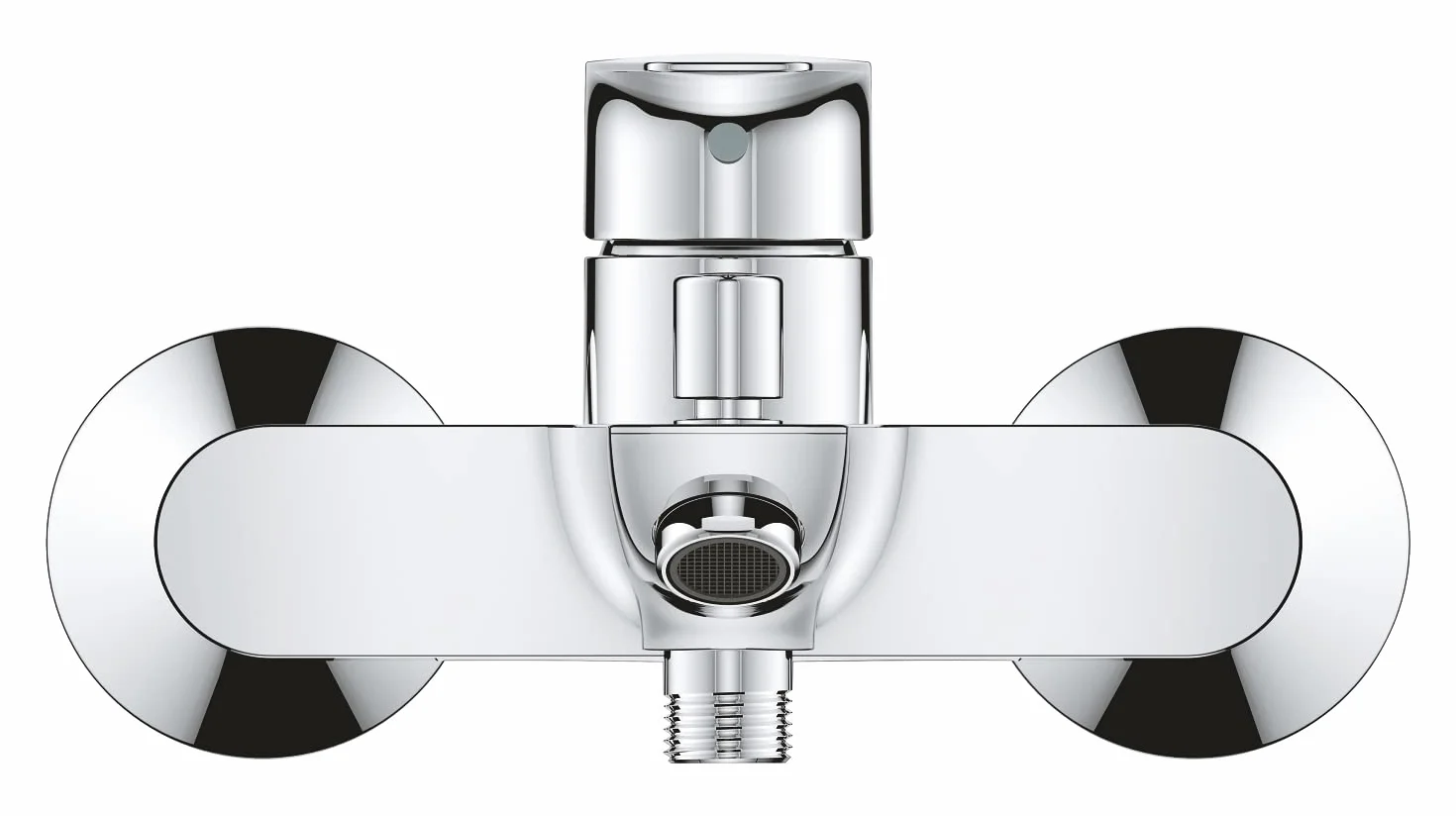 GROHE QuickFix Start Edge, bateria prysznicowa lub wanna, montaż na ścianie i dolnym wylocie, mniejsze zużycie wody, instalacja z QuickSpanner włączone, chrom, 24198001