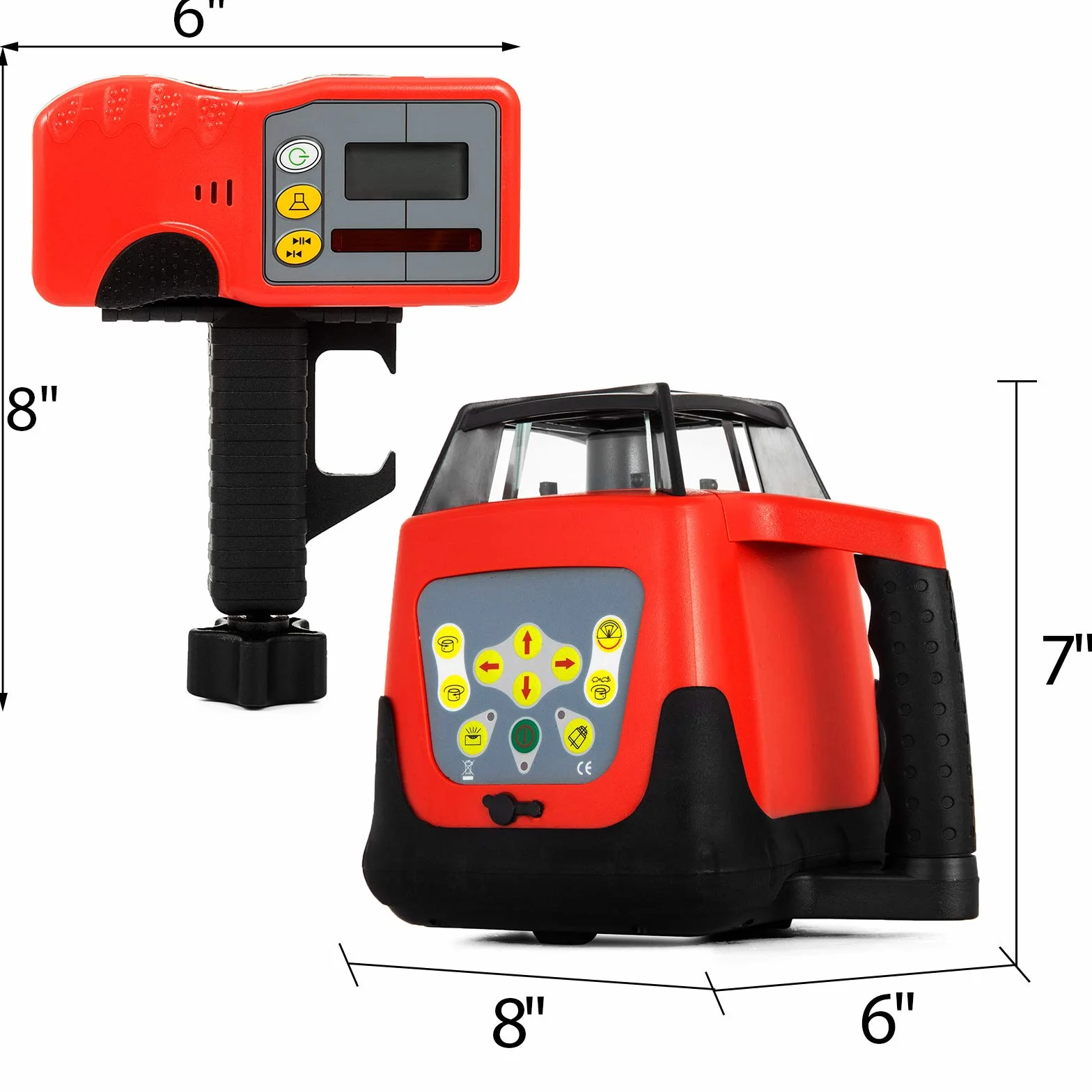 Laser rotacyjny, samopoziomujący laser budowlany z odbiornikiem, laser liniowy 360 stopni, z pilotem zdalnego sterowania i laserowym okularami ochronnymi, zakres pomiarowy 500 m