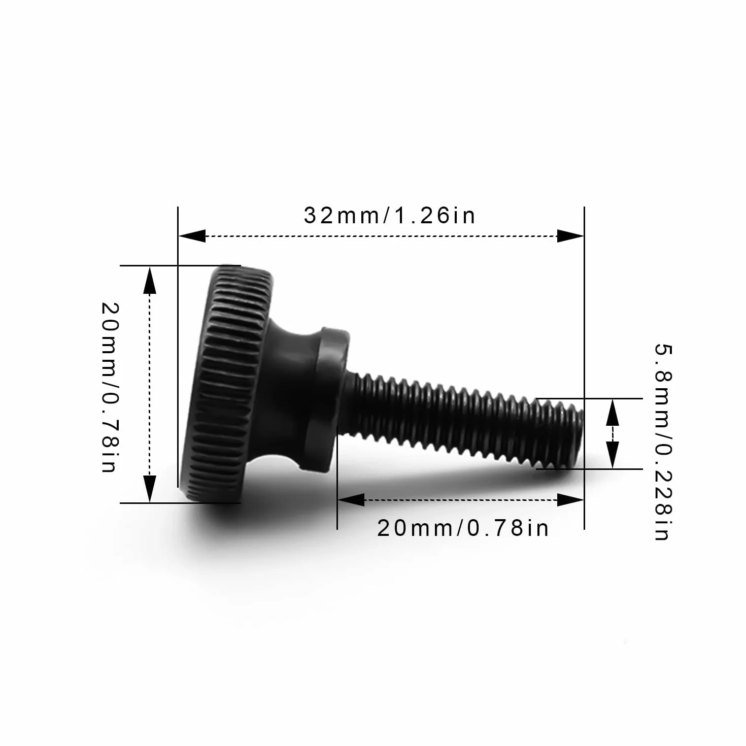 Śruby M6, LERANXIN 8 sztuk śrub radełkowanych M6 × 20 mm, czarne, stop cynku, śruba zaciskowa M6, do urządzeń mechanicznych, oprzyrządowania, sprzętu gospodarstwa domowego