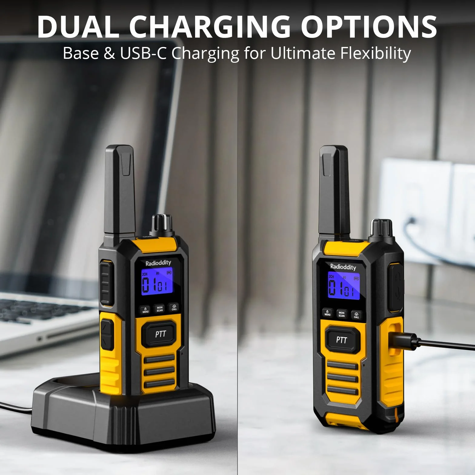 Radioddity HD-1 krótkofalówka IP67 wodoodporna PMR 2 sztuki żółty