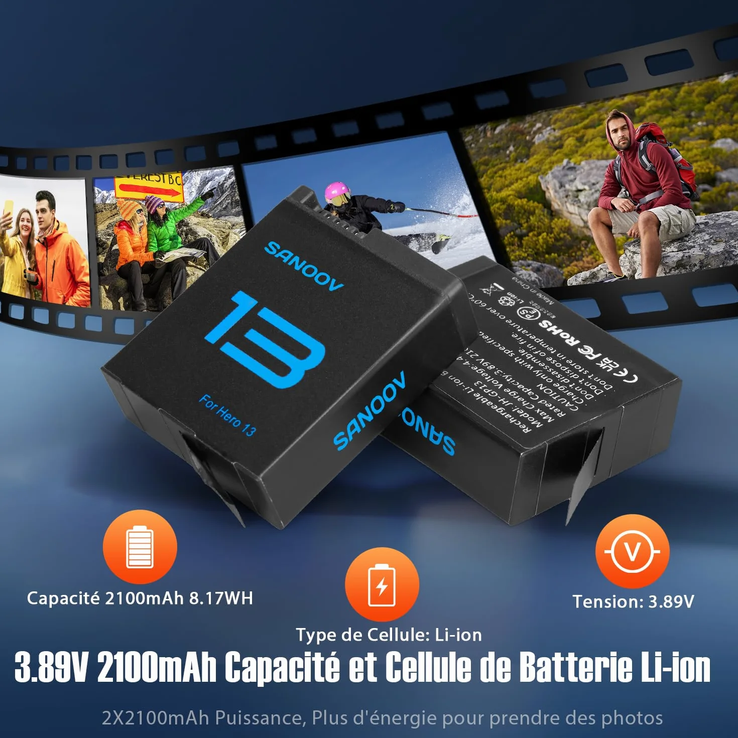 Ładowarka akumulatorowa Hero 13, zestaw 2x2100 mAh, 3-kanałowa typ C