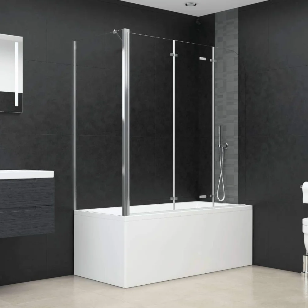 Kabina prysznicowa z hartowanego szkła 3 mm z profilami aluminiowymi przezroczysta 120 x 69 x 130 cm składana konstrukcja do ochrony przed pryskaniem w łazience
