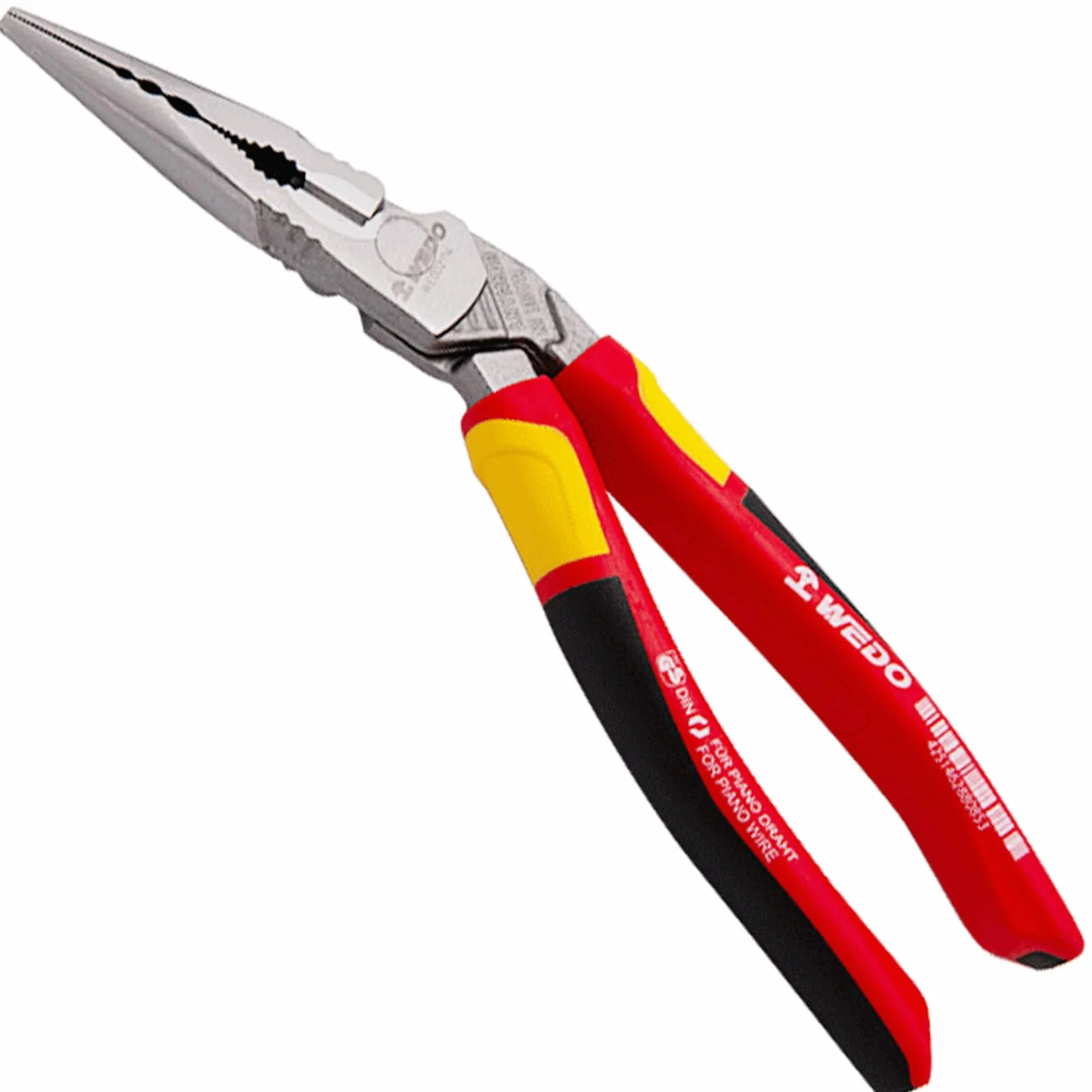 WEDO Szczypce zaciskowe wygięte 20 cm, wygięte szczypce igłowe z antypoślizgowymi uchwytami, długość 220 mm, klasa przemysłowa