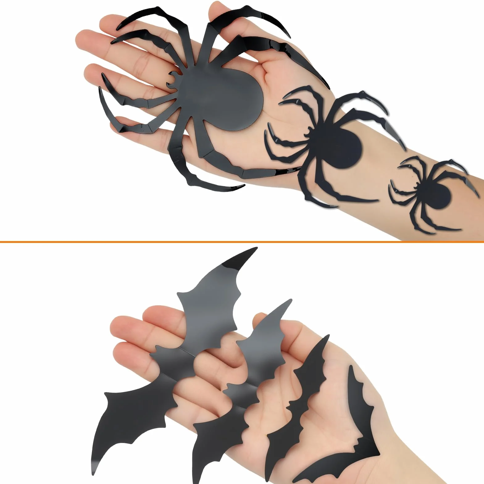 Gucass 48 sztuk dekoracji na Halloween, nietoperze 3D, dekoracja na Halloween, naklejki ścienne PCW, straszna czerń, zdejmowane nietoperze, DIY, dekoracja na Halloween, zestaw dekoracyjny na okno