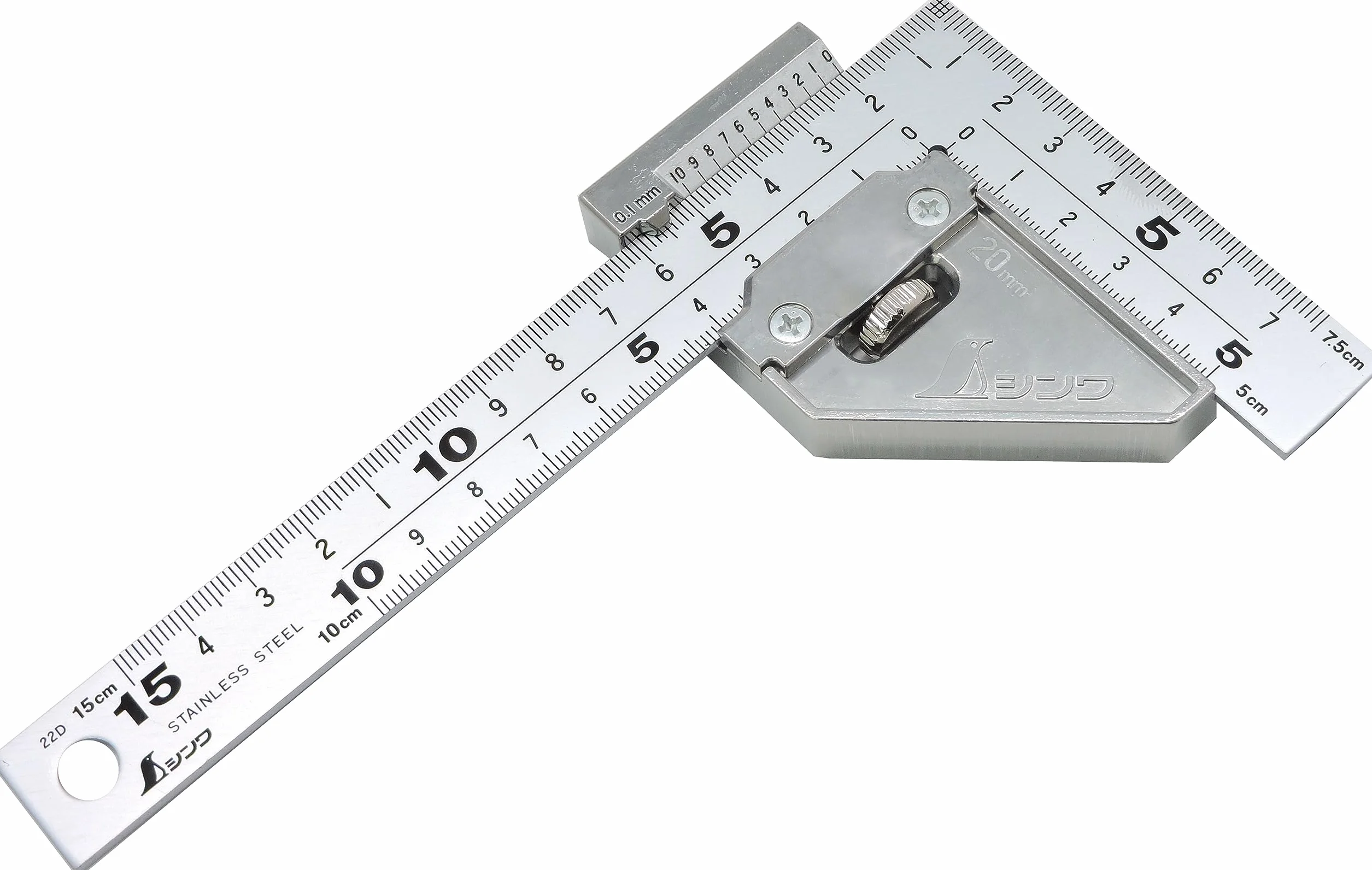 Famex Werkzeuge Shinwa 12512 kątownik ciesielski 15 x 7,5 firmy FAMEX (12485), w zestawie metalowy stoper, kątownik stolarski, kąt pomiarowy - Made in Japonia