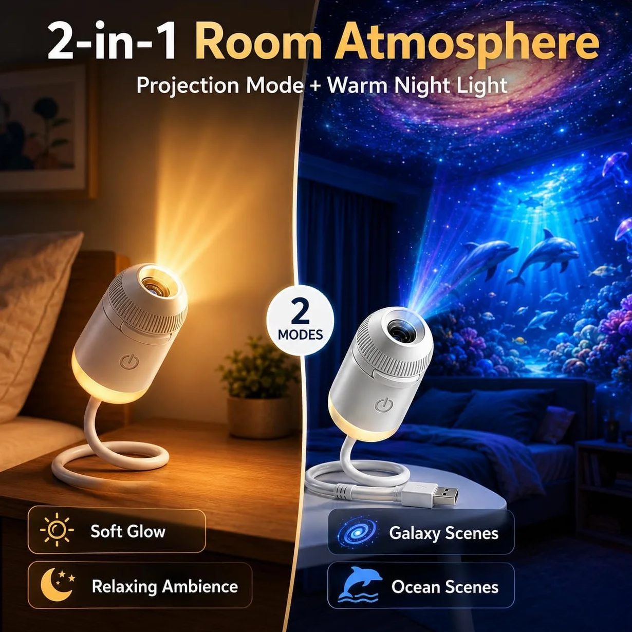LMIX Galaxy, projektor nocny, 2 w 1, holograficzna gwiazda 5D, projektor Plug and Play, HD, gwiazda, inteligentne, dynamiczne projektory sufitowe, lampa 360°, kosmiczne gwiaździste niebo, projekcja