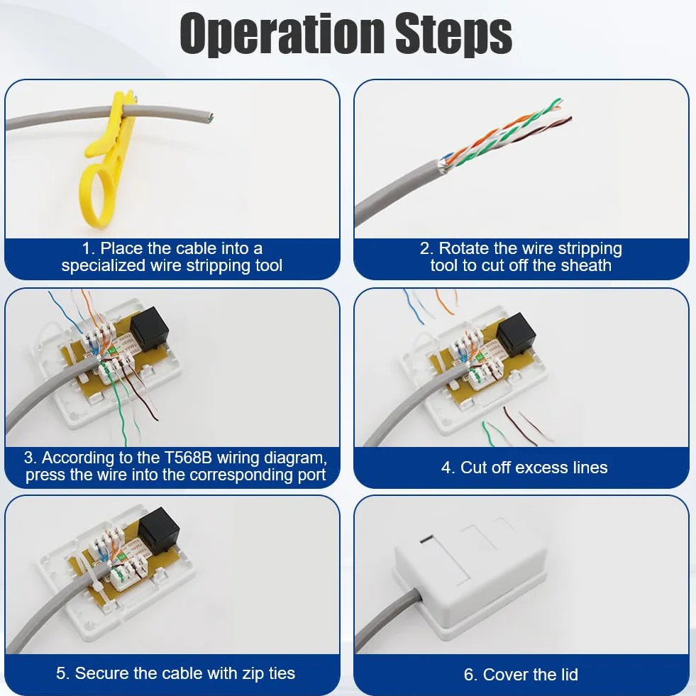 CAT 6A gniazdo sieciowe natynkowe, 2 sztuki, 1 port RJ45, ekranowane gniazdo przyłączeniowe 10 Gbit/s Ethernet sieć LAN gniazdko do ściany, biura, domu, przemysłu