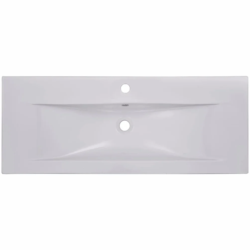 Umywalka wpuszczana 101 x 39,5 x 18,5 cm Ceramiczna biała | Z przepełnieniem, oszkloną powierzchnią, łatwy do czyszczenia, współczesny design