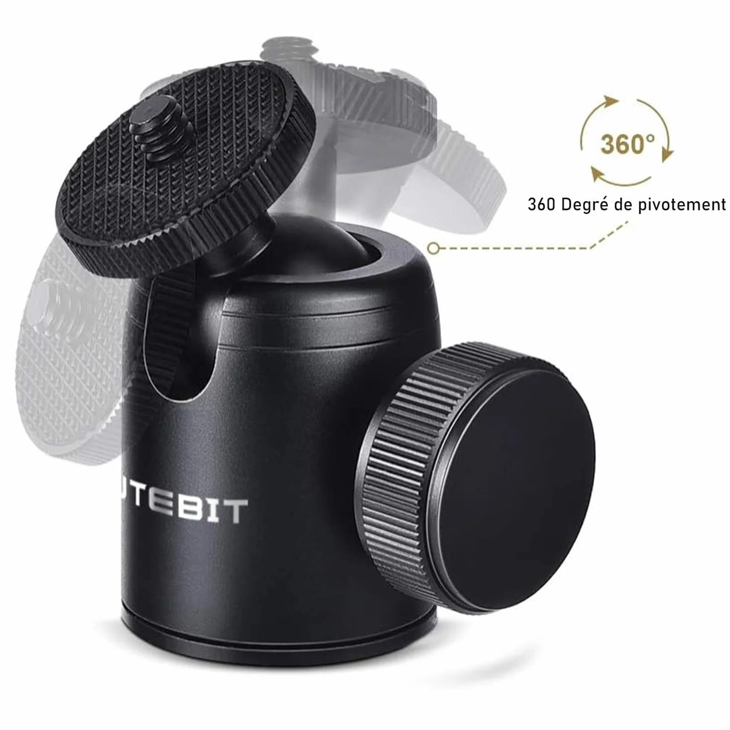 UTEBIT Głowica kulowa aparatu, obrotowe mocowanie głowicy kulowej statywu 360°, mini głowica kulowa statywu ze stopu aluminium 24 mm, maksymalne obciążenie 5 kg/11 funtów, ze zdejmowaną stopką