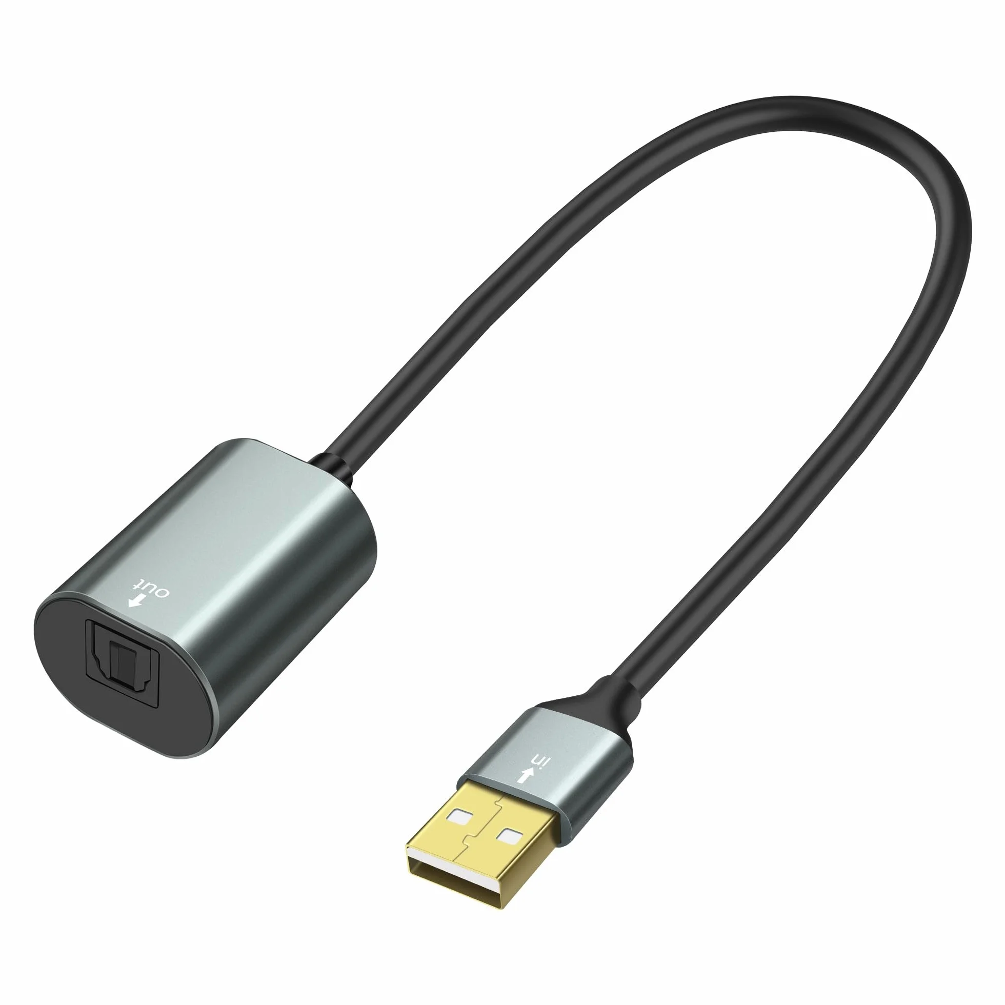 MEIRIYFA Optyczny adapter audio USB na Toslink, USB A 2.0 męski na port SPDIF, cyfrowy kabel z włókna szklanego do laptopa, komputera, 0,35 m