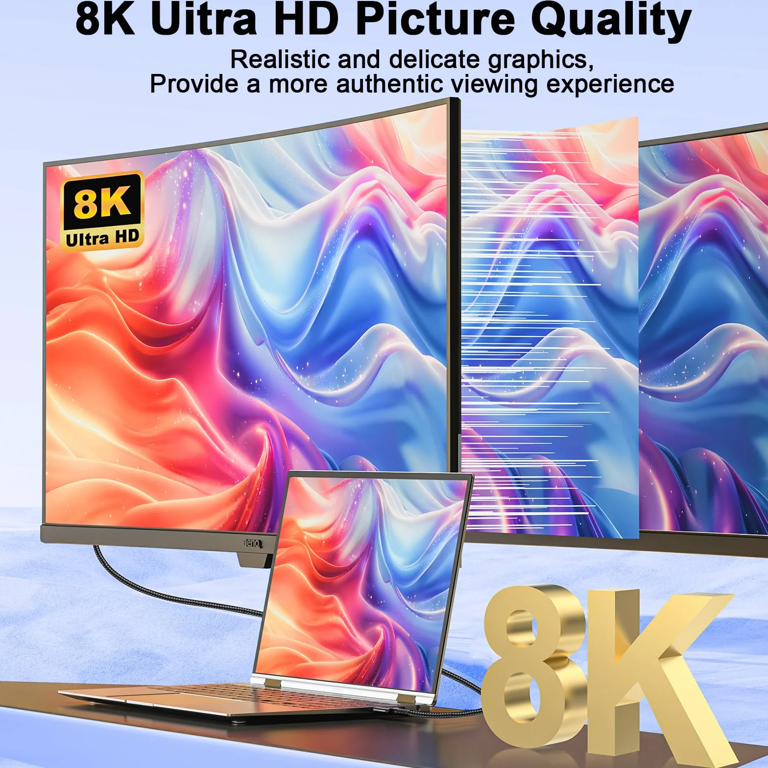 Kabel HDMI 2.1 8K Ultra High-Speed pleciony nylon 4K 480Hz 8K 240Hz 1M
