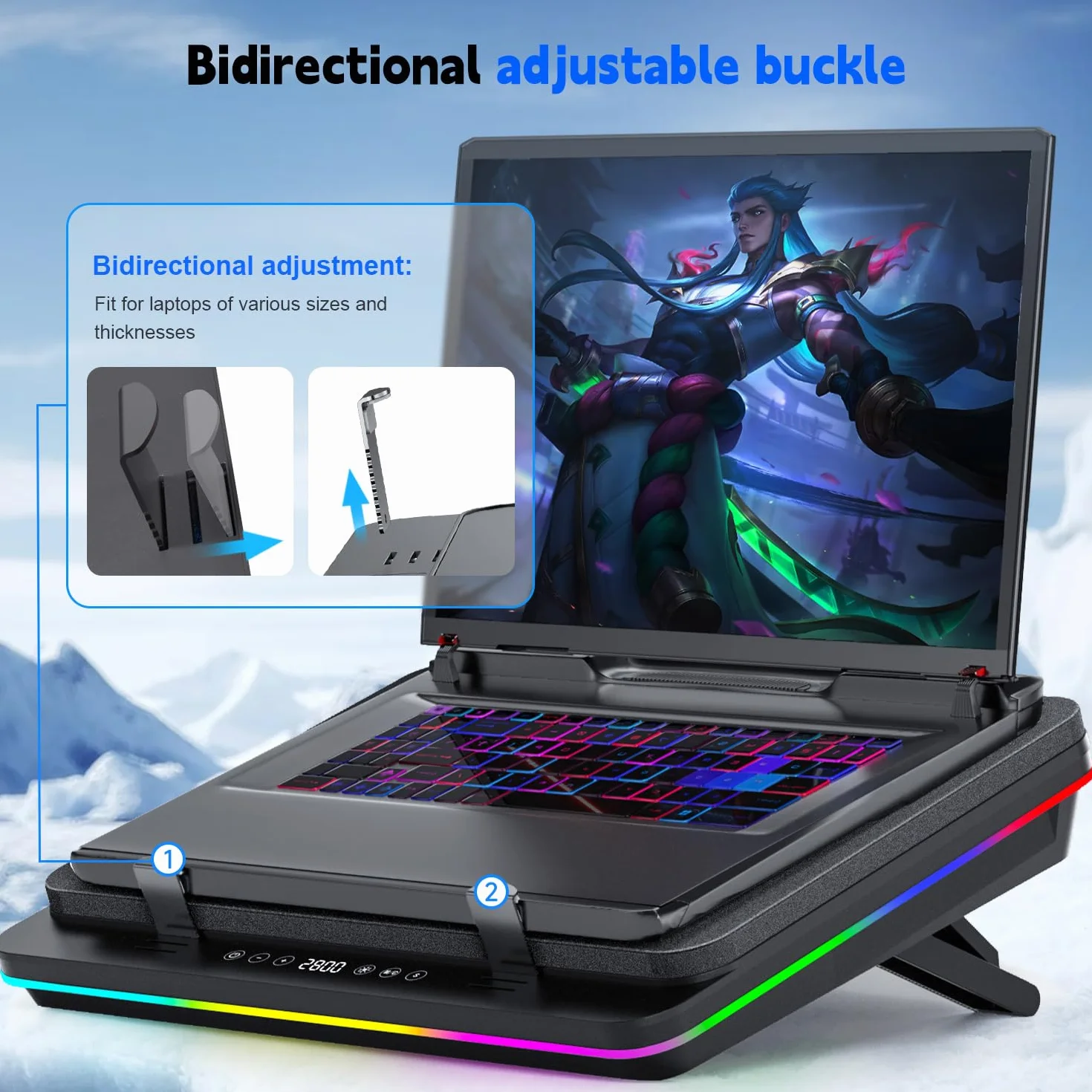 IETS GT600 RGB podkładka chłodząca do laptopa 14-19,3 cala 3 porty USB filtr