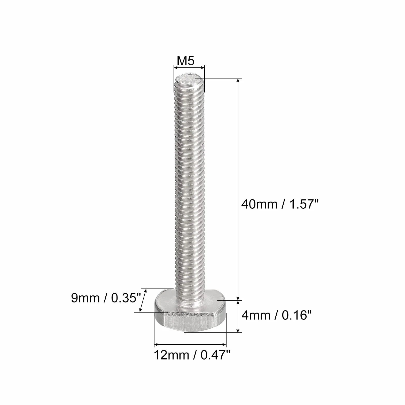 QUARKZMAN 10 szt. śruby z rowkiem T M5 x 40 mm T wkręty do wsiadania śruby wsuwane ze stali nierdzewnej 304 śruby w kształcie litery T do toru T