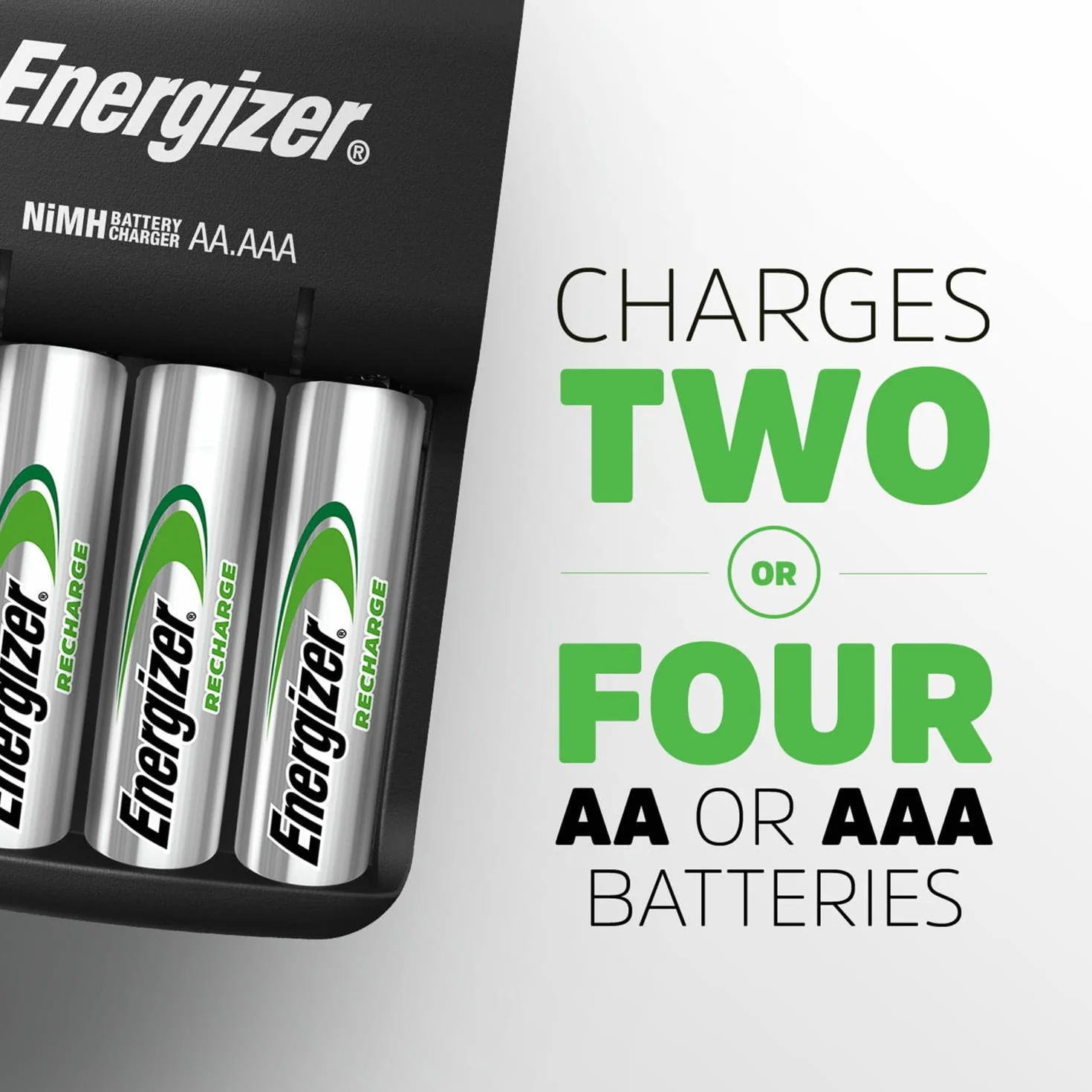 Energizer 639837 Ładowarka do Akumulatorów, Czarny, 4 Sztuki