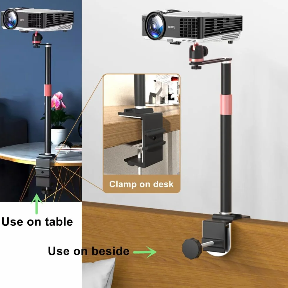 Stojak do projektora do ramy łóżka, biurka, Bed/Table Projector Mount dla Nebula, XGIMI, VANKYO, BenQ, PVO, TMY, AuKing