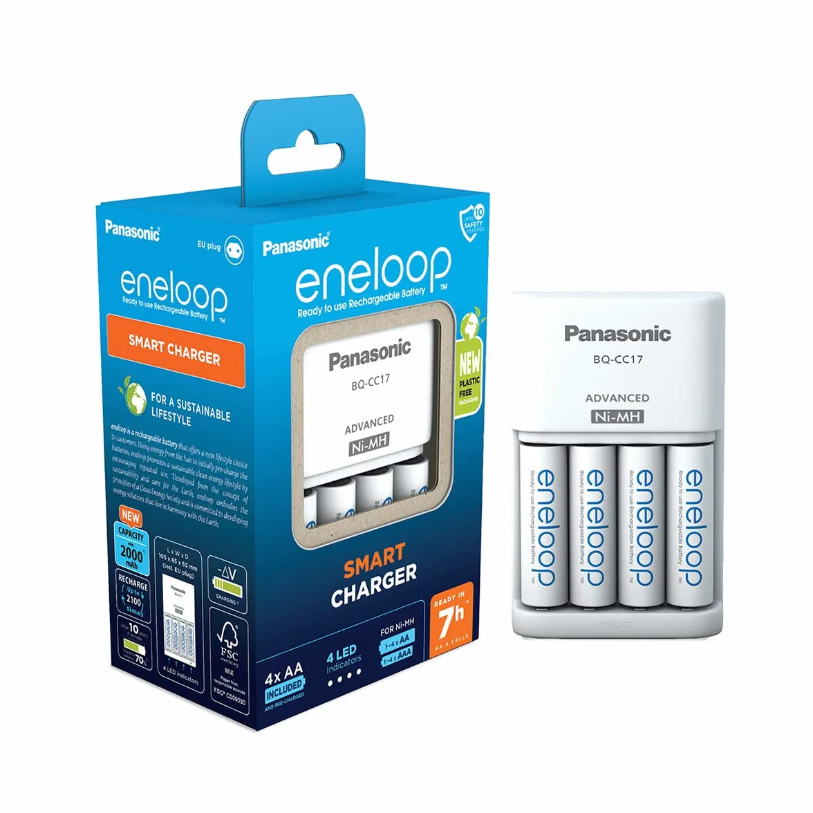 Eneloop BQ-CC17 Smart Charger Ładowarka Akumulatorów Niebieski 1-4 Akumulatorów