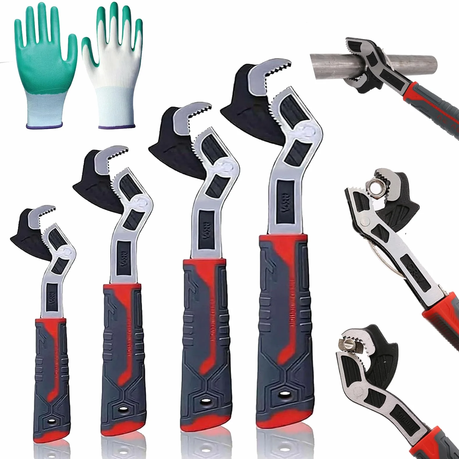 Regulowany samoblokujący zestaw kluczy do rur, 4 szt. (15 cm 20 cm 30 cm 30 cm 30 cm) - wielofunkcyjne mikro imadło do narzędzi hydraulicznych do kranów