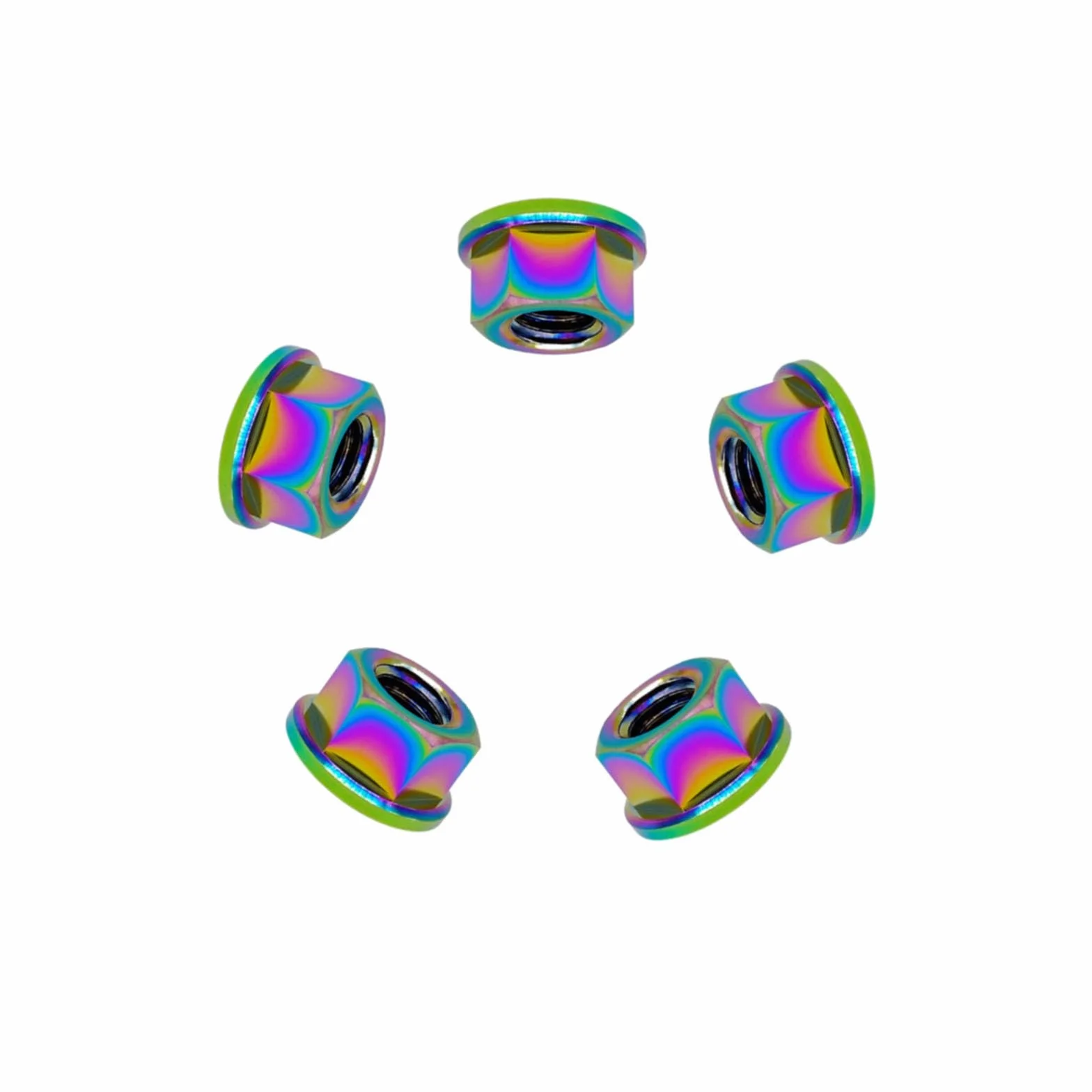 RISON tytanowa nakrętka kołnierzowa M12 x 1,75 mm, tytanowa nakrętka zębata, opalizująca, 6AL4 V, tytanowa nakrętka kołnierzowa do motocykla, 5 sztuk