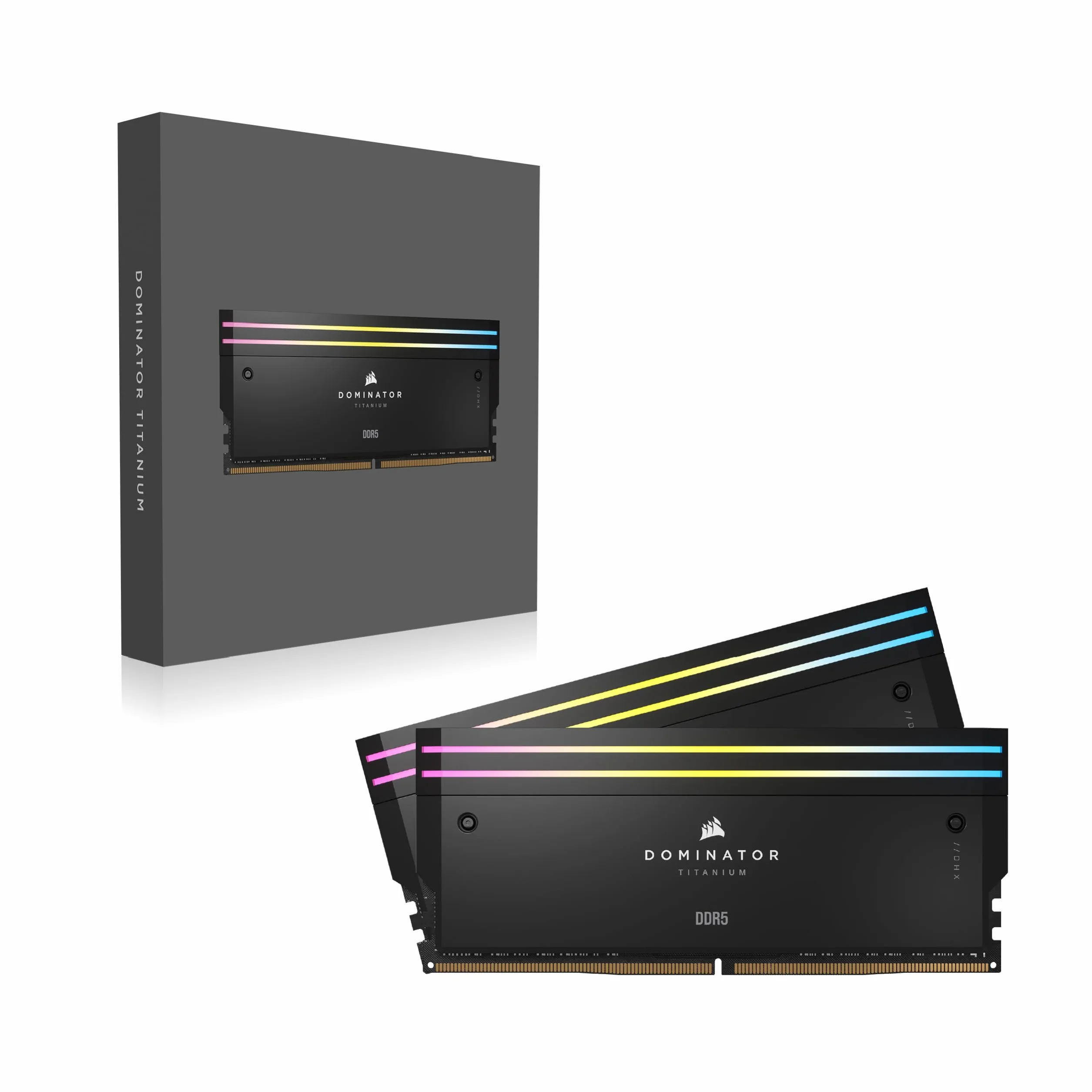 CORSAIR DOMINATOR TITANIUM RGB DDR5 RAM 32GB (2x16GB) DDR5 do 6400MHz CL32 Intel XMP iCUE Kompatybilna Pamięć Komputerowa - Czarny (CMP32GX5M2B6400C32)