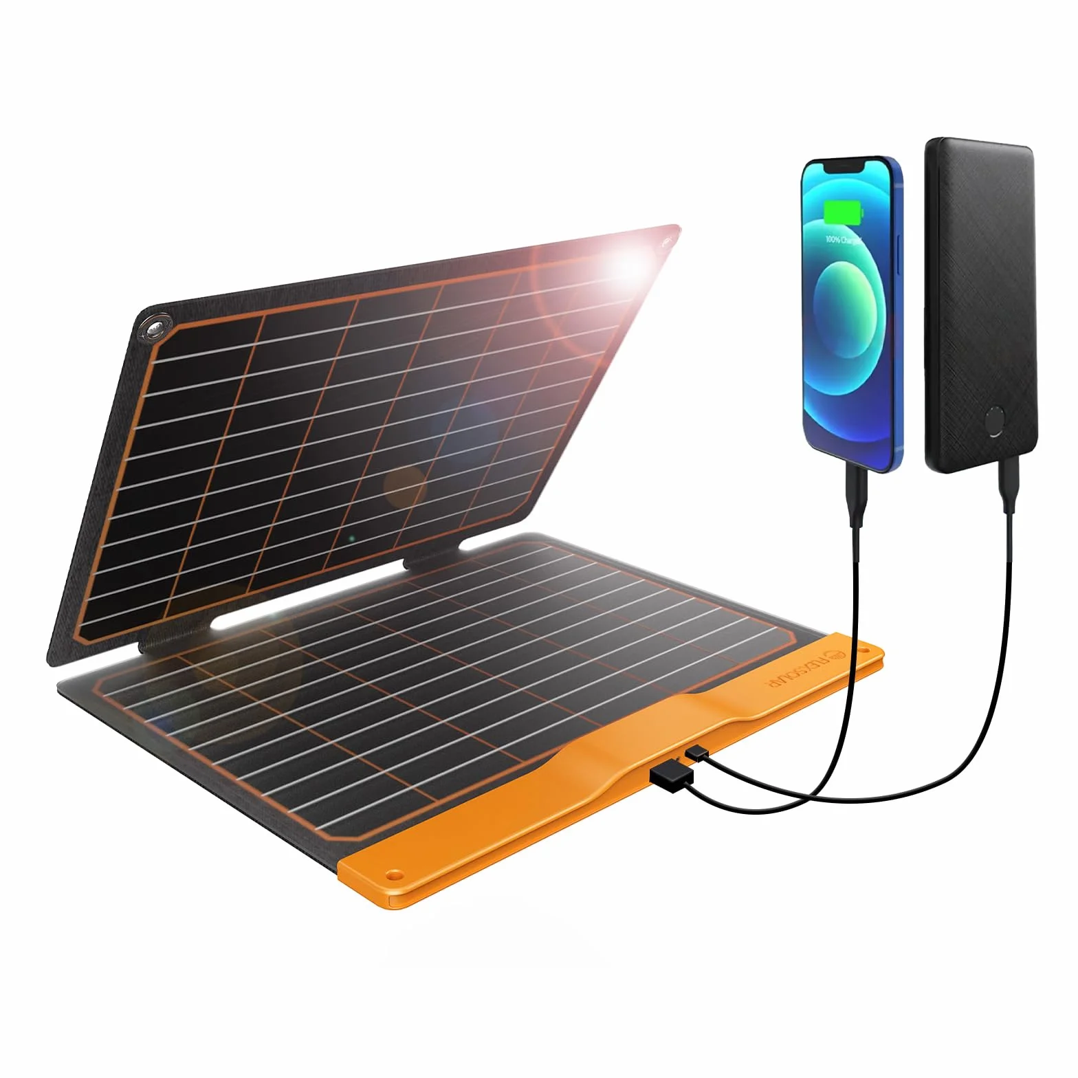 FlexSolar Ładowarka Solarna 20W Składany Panel Słoneczny 2 Porty USB-A USB-C IP67