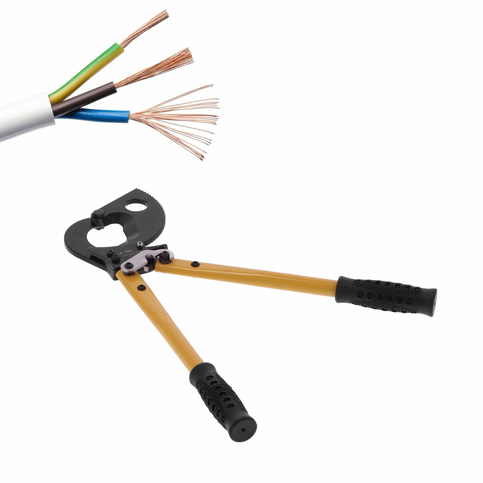 Przecinaki do Drutu Elektryczne, Stalowe Nożyczki z grzechotką Zapadkowe Obcinaki do Kabli Zapadkowy Obcinak do Rur PC Plastikowy Uchwyt Ręczne Narzędzie do Cięcia Drutu do