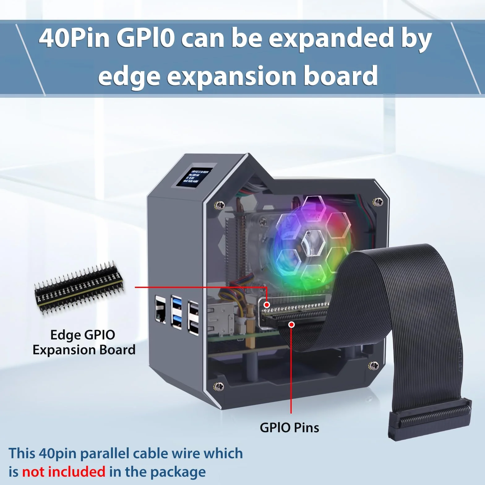 GeeekPi N07 Mini Tower NVMe NAS Kit dla Raspberry Pi 5, z N07 M.2 NVMe SSD Pip PCIe Peripheral Board Bottom, Support M.2 Key-M NVMe SSD 2230/2242/2260/2280