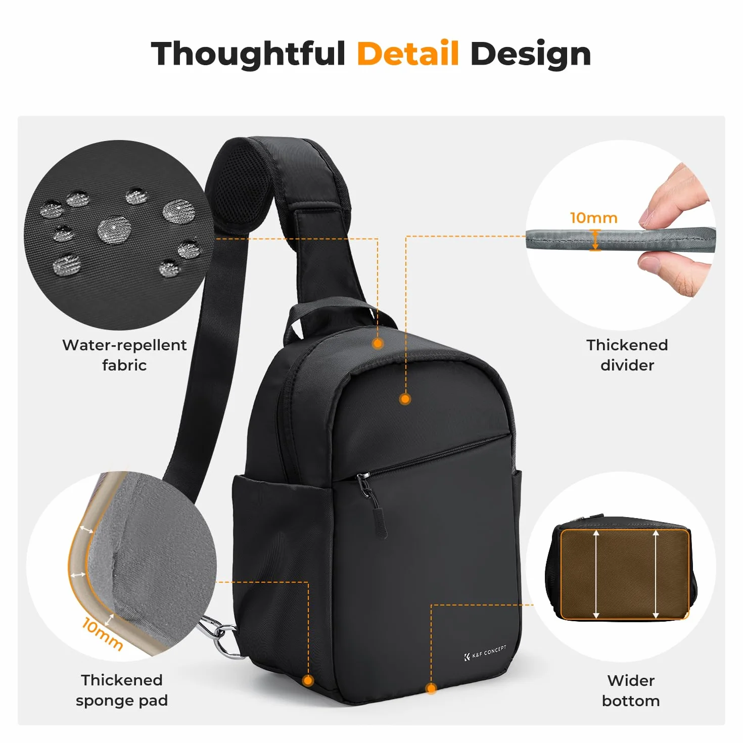 K&F CONCEPT Torba na ramię na aparat, wodoodporny plecak kompaktowy