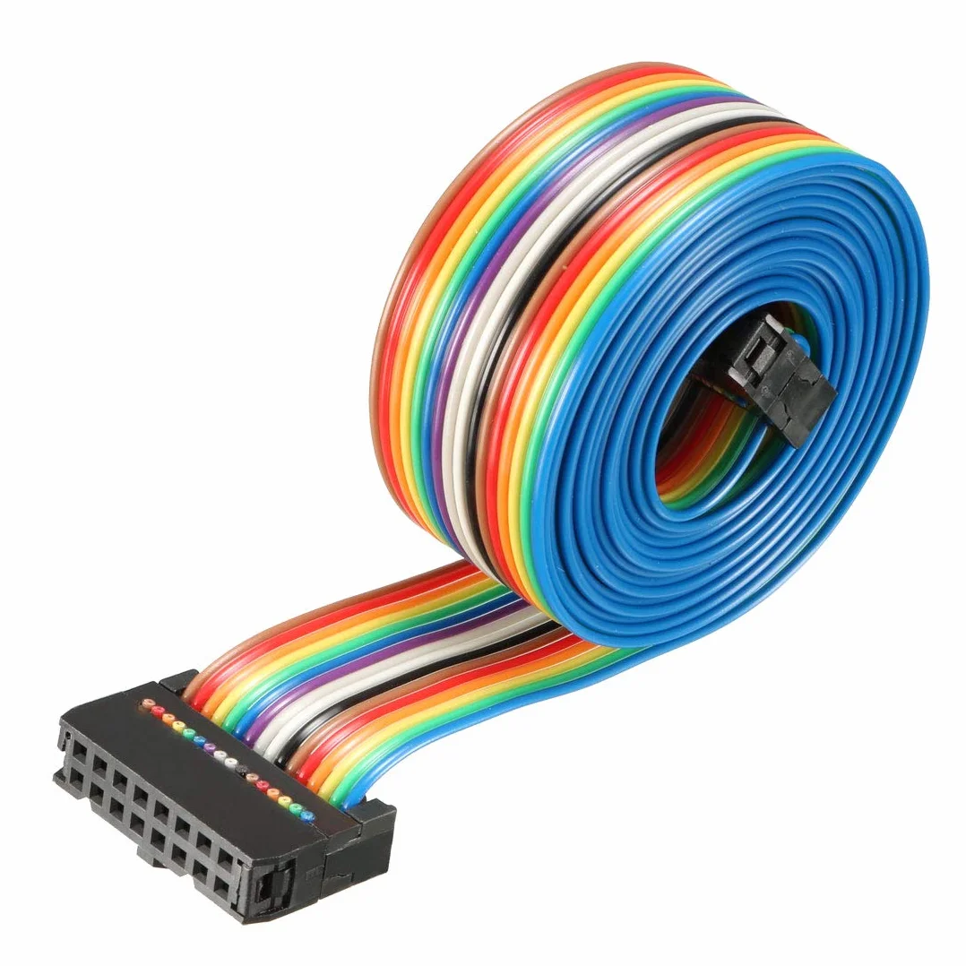 sourcing map IDC 16-pinowy kabel płaski tęczowy 148 cm 2,54 mm Pitch