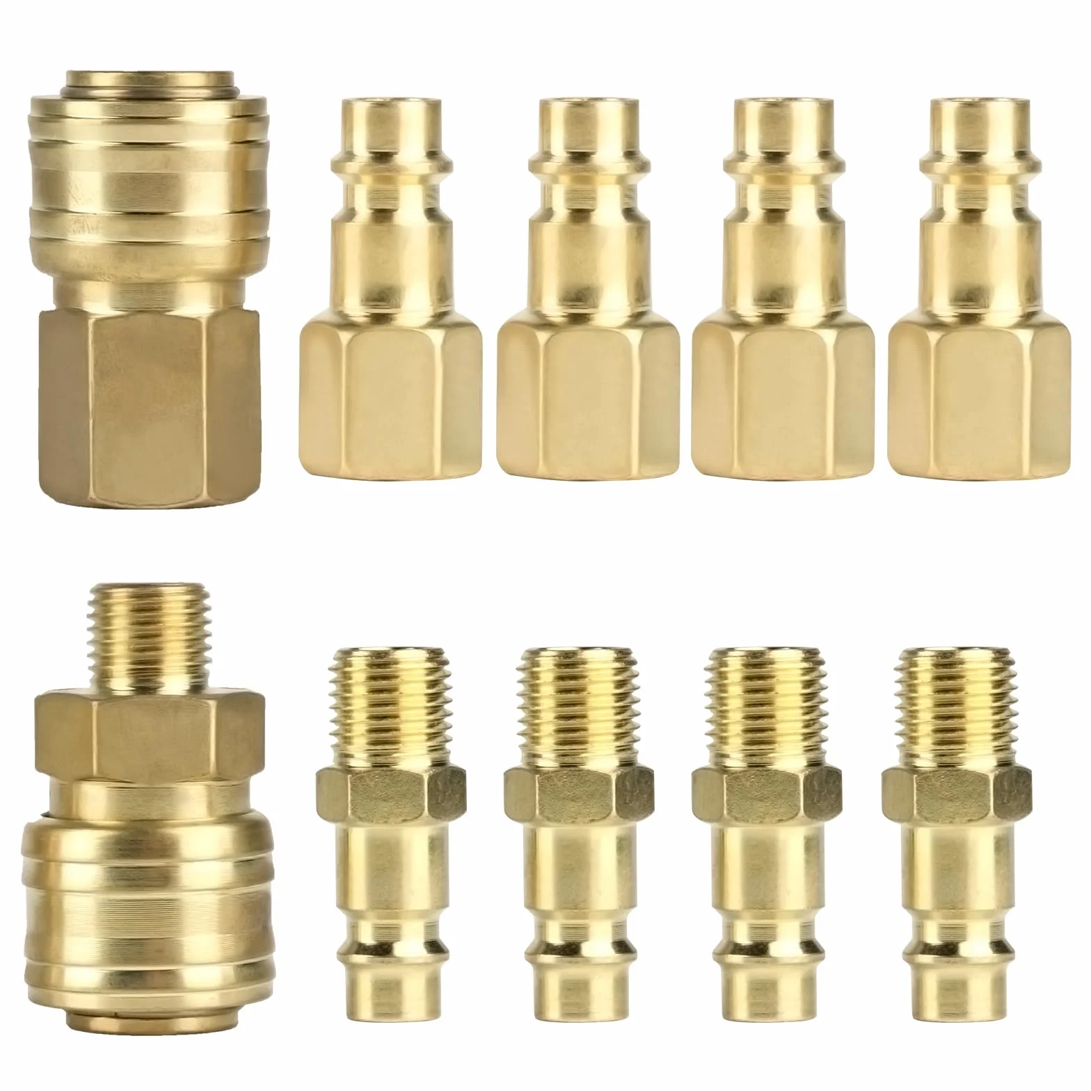 10 szt. złączek pneumatycznych 1/4" BSP, szybkozłączka, przyłącze sprężonego powietrza, szybkozłączka do węża kompresora, złącze sprężonego powietrza 1/4 cala, złączki sprężonego powietrza