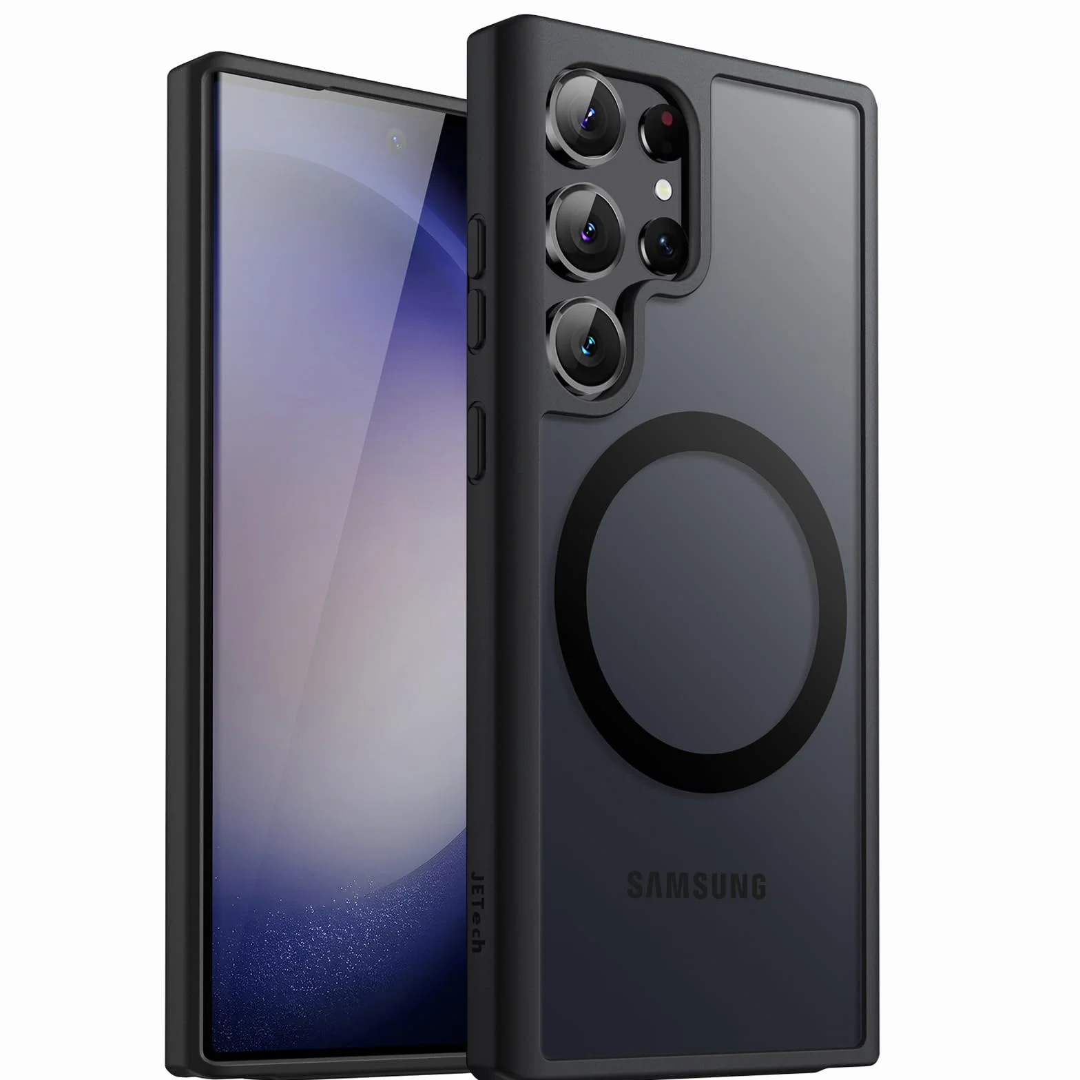 JETech Etui Magnetyczne Samsung Galaxy S23 Ultra 5G 6,8 Cala MagSafe Półprzezroczysty Matowe Tyłu Odporny na Wstrząsy Czarny