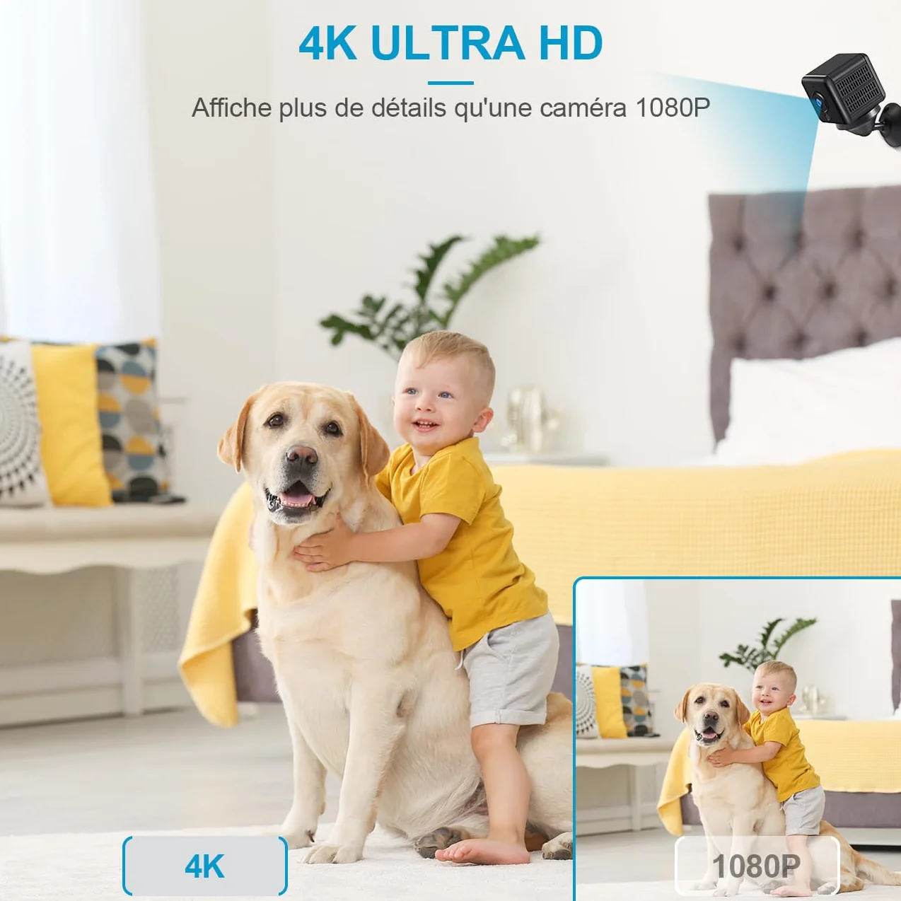 aobo Kamera szpiegowska, WiFi 4K HD, mini bezprzewodowa kamera nadzorująca do wewnątrz/na zewnątrz z długim nagrywaniem baterii z mini ukrytą kamerą szpiegowską, kamerą szpiegowską, noktowizorem (XS)
