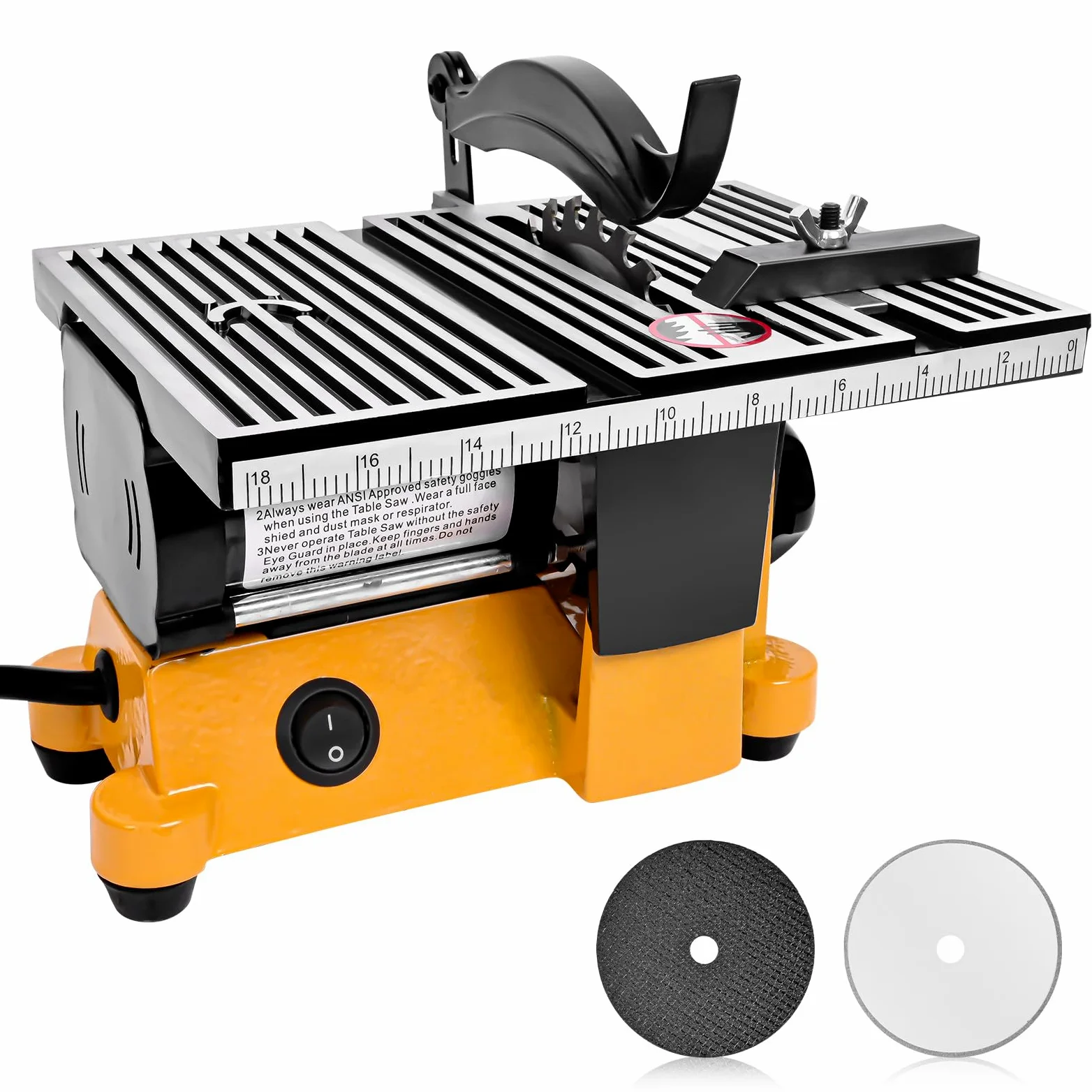 Vevitts Mini piła stołowa, 60 W, 110 V, przenośna piła stołowa, ławka, elektryczna maszyna do cięcia do majsterkowania, ręcznie wykonanego rzemiosła do obróbki drewna, z 3 ostrzami