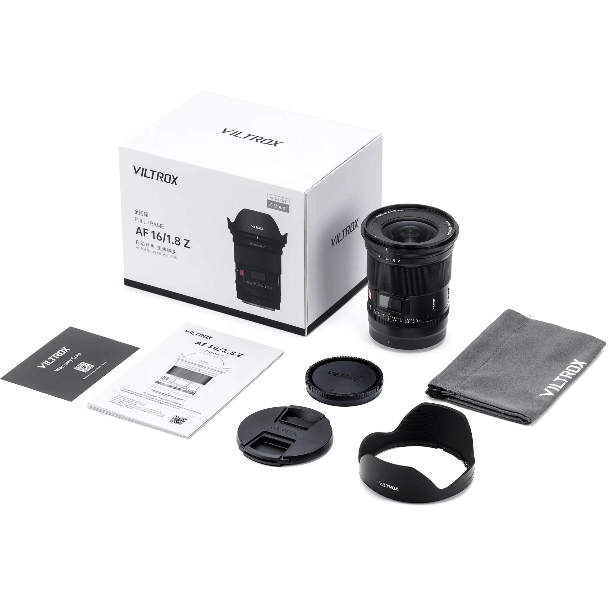 VILTROX Obiektyw pełnoklatkowy AF 16 mm F1.8 Z do Nikon Z-Mount szerokokątny z ekranem LCD