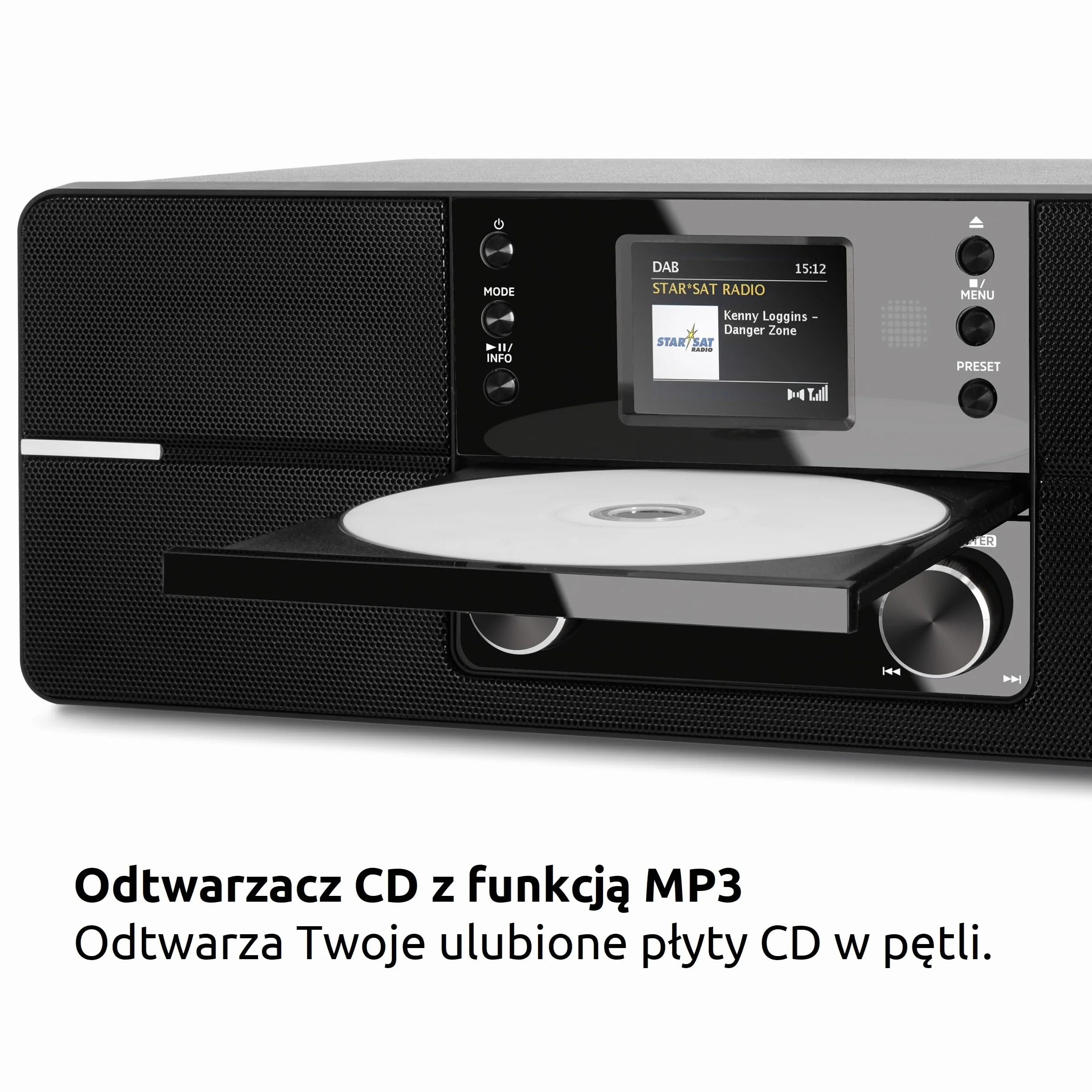 TechniSat DIGITRADIO 371 CD BT - cyfrowe radio stereofoniczne (DAB+, FM, odtwarzacz CD, Bluetooth, kolorowy wyświetlacz, USB, AUX, gniazdo słuchawkowe, budzik, 10 W, pilot zdalnego sterowania) czarny