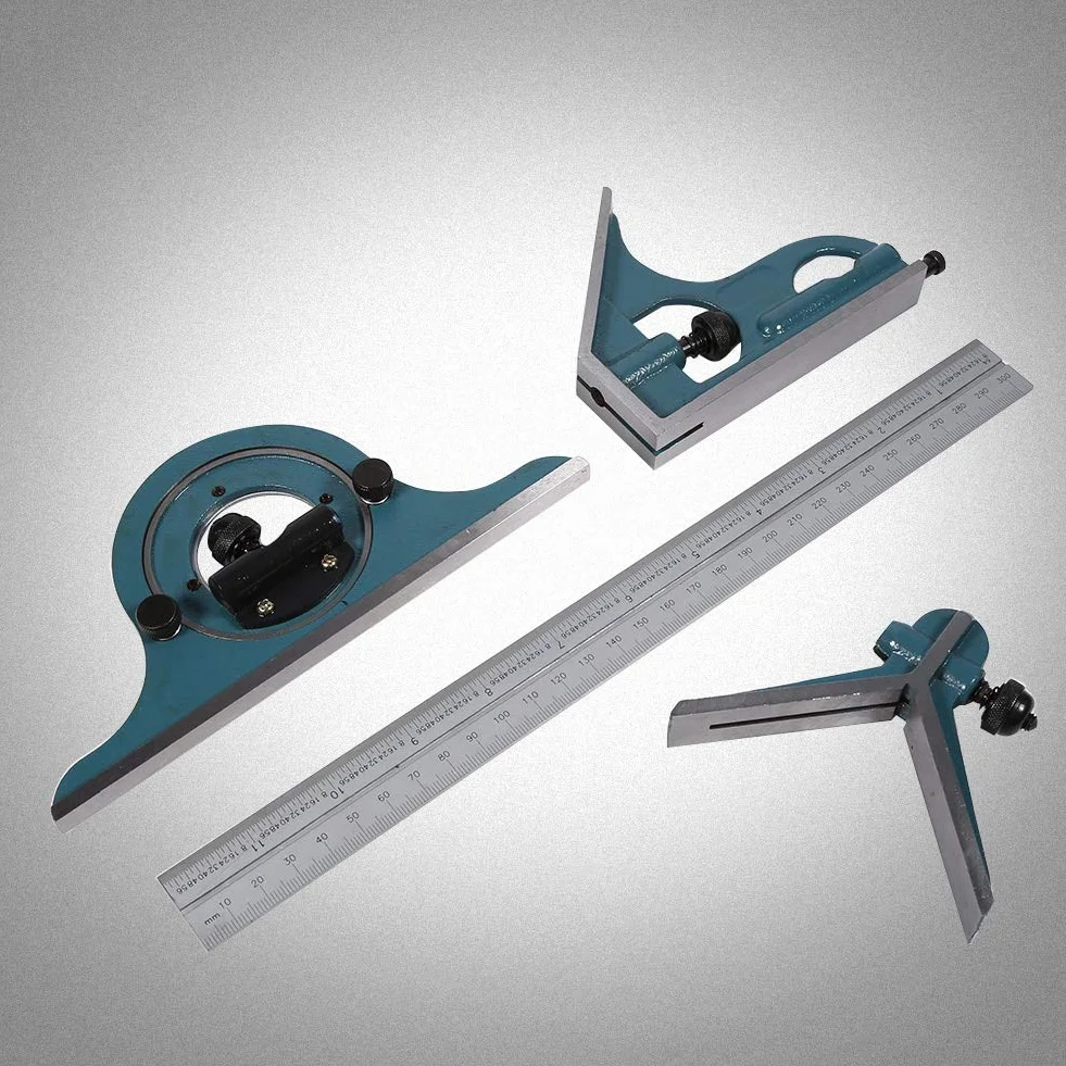 Combination Square Set, Edelstahl 180 Grad Winkel Combination Square Winkelmesser Lineal Set Universal Bevel Lineal Set