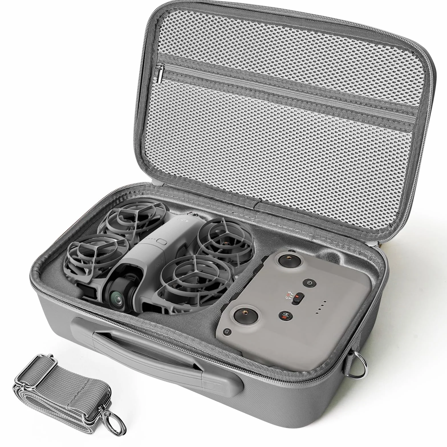 Torba DJI NEO 2, przenośny futerał ze skóry PU do DJI NEO 2 Fly More Combo, kompatybilny z RC-N3/N, bateria, stacja ładująca (szara)