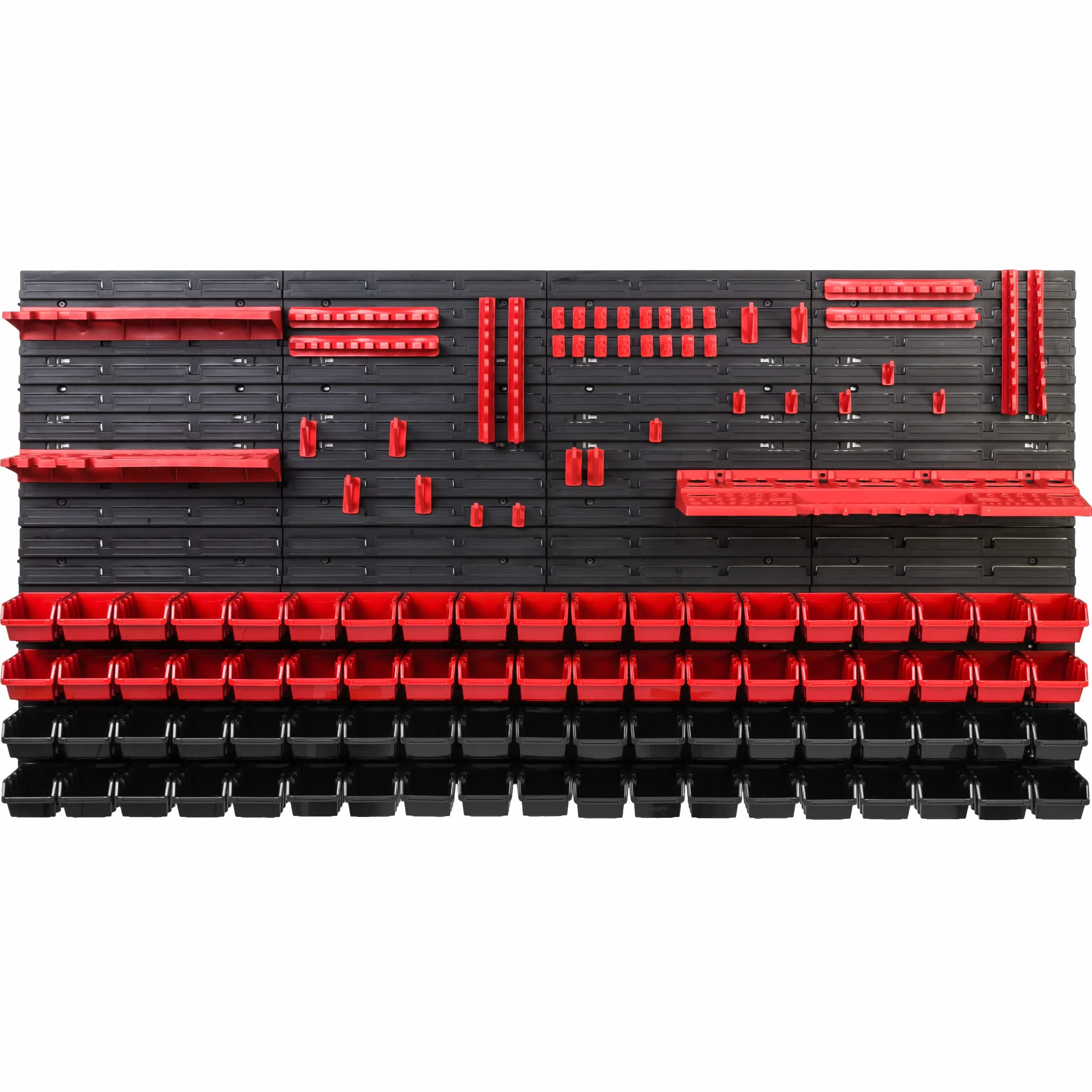 System magazynowy regał warsztatowy | 156 x 78 cm | 76 szt. pudełko | regał ścienny z uchwytami narzędziowymi i pojemnikami do układania w stos - płyty ścienne ekstra mocny regał magazynowy regał garażowy