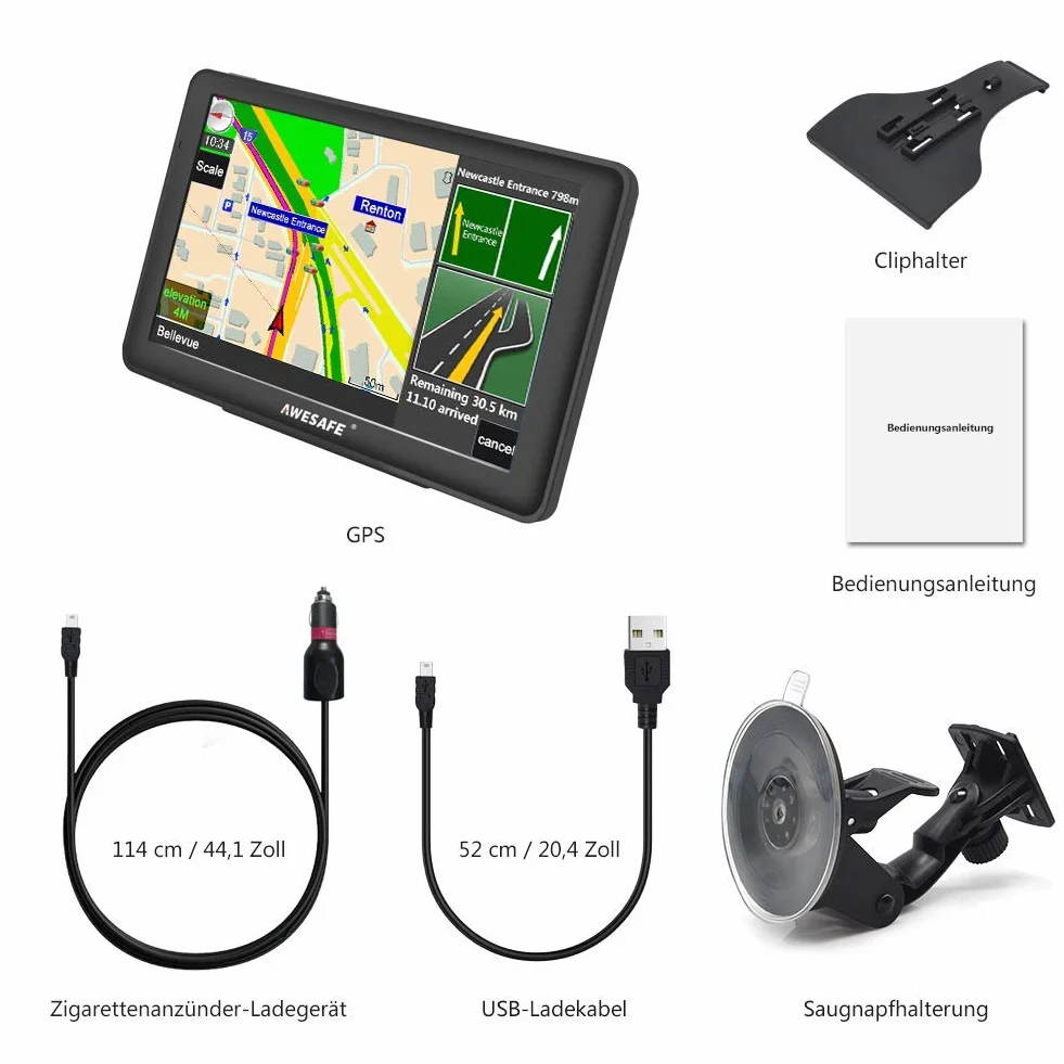 AWESAFE nawigacja GPS do samochodów osobowych i ciężarowych, ekran 7''