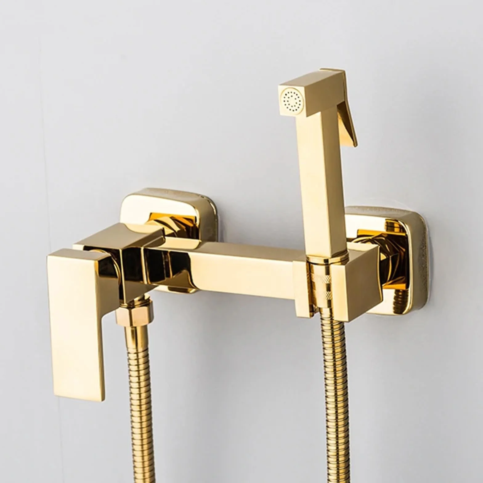 Bidet Bateria prysznicowa złota, higieniczna armatura natryskowa, bateria z mieszaczem ciepłej i zimnej wody, czarna bateria toaletowa (złota)