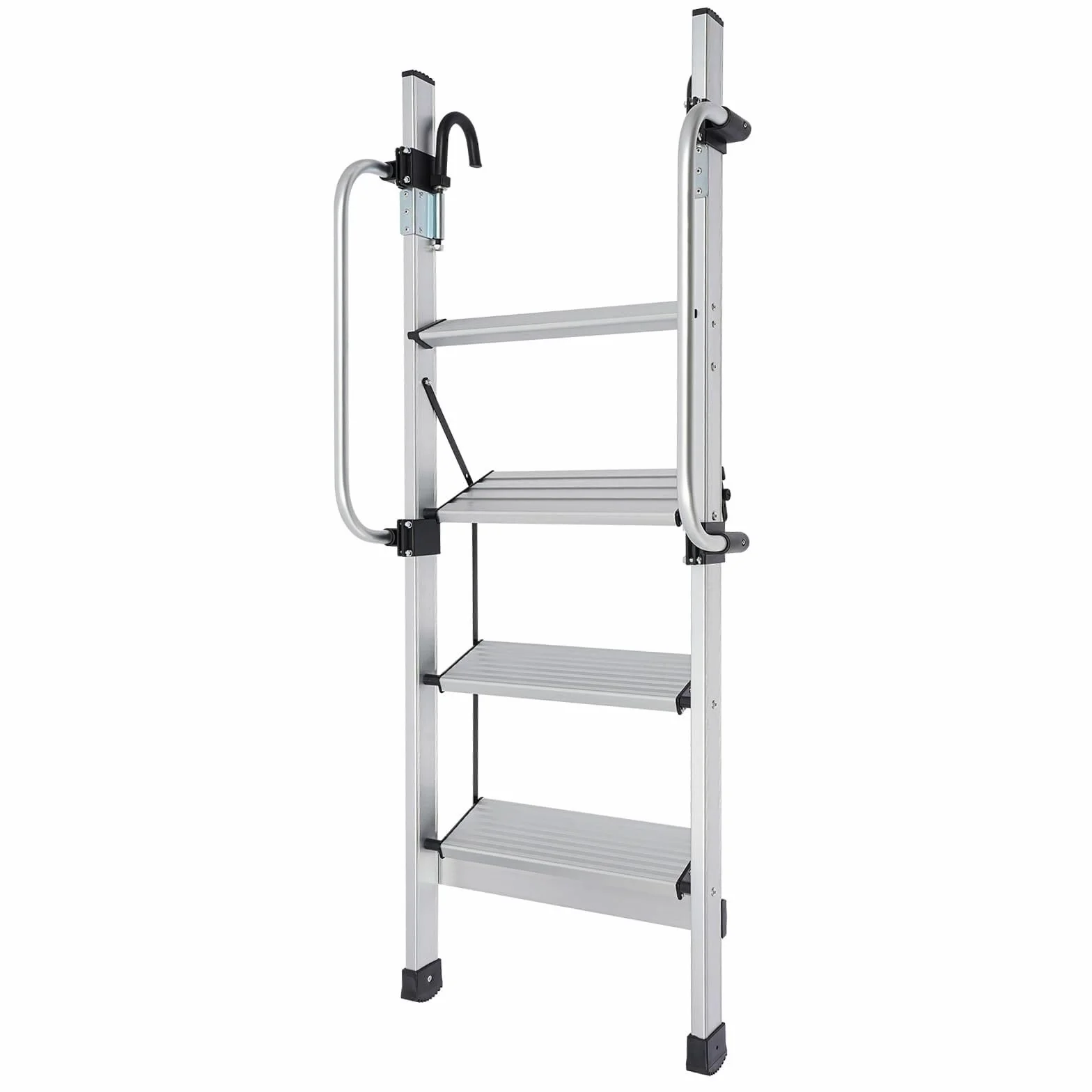 Schody na poddaszu 4-stopniowa aluminiowa drabina na łóżko piętrowe, nośność 150 kg, składana drabina z haczykiem, do kampera w akademiku loft schody