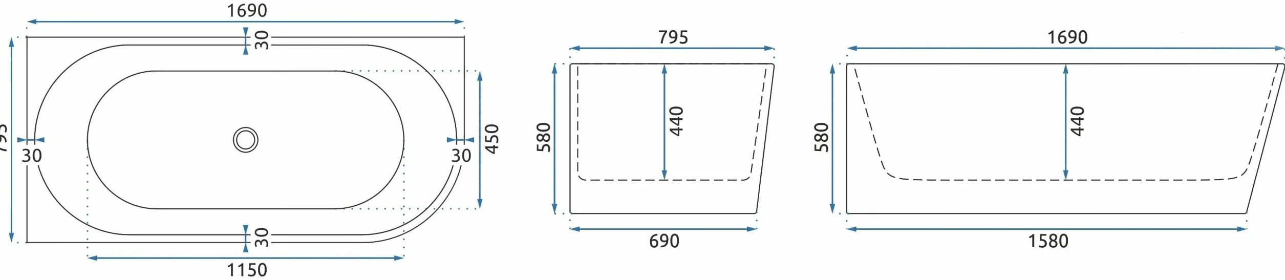Rea Bellanto 170cm Left Wanna Akrylowa Narożna Biały, pojemność wynosi 276 litrów - 169X79,5X58CM