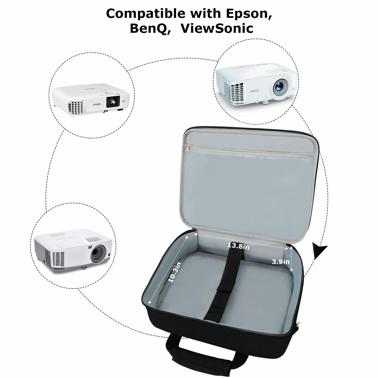 Torba do projektora czarna kompatybilna Epson BenQ ViewSonic regulowane paski na ramię