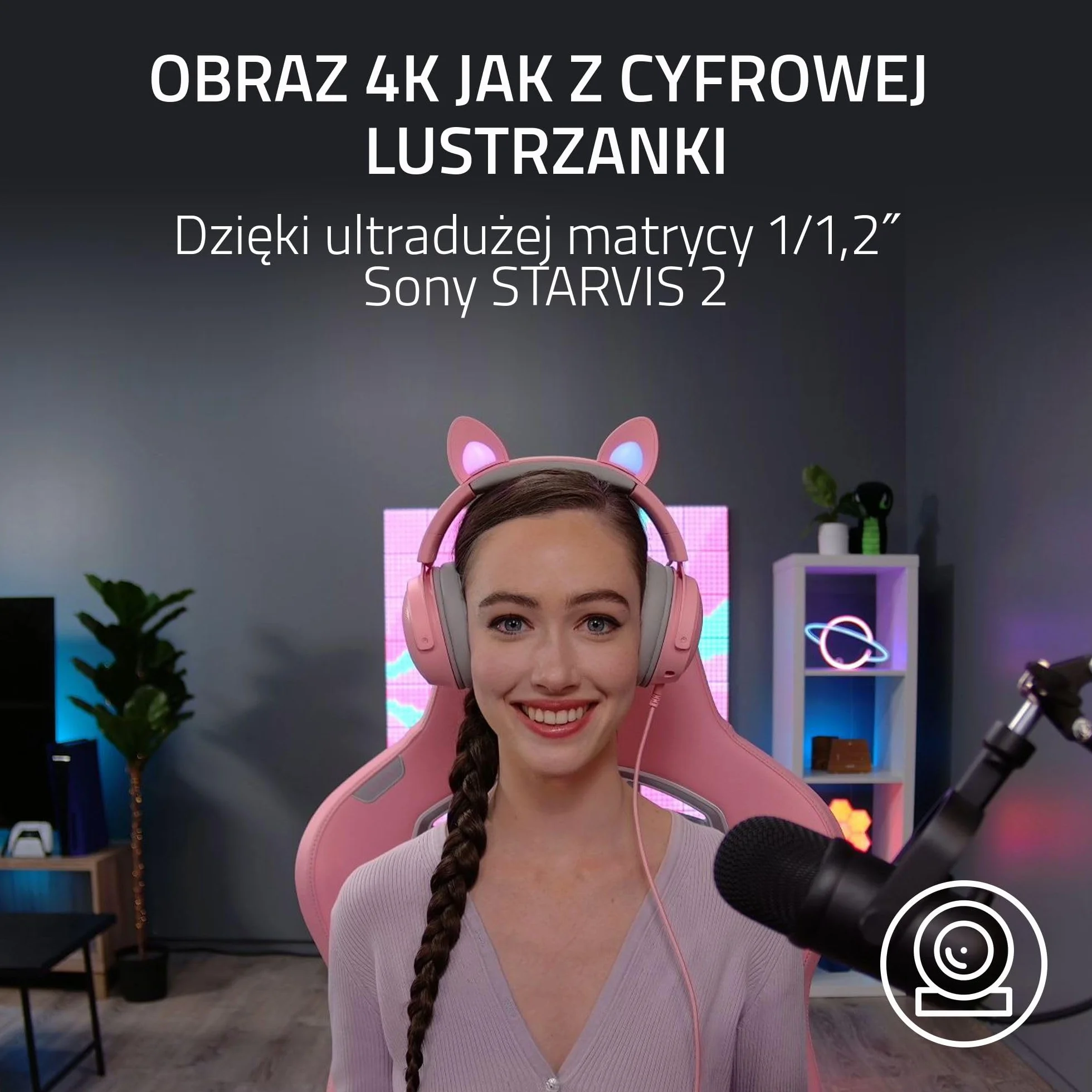 Razer Kiyo Pro Ultra kamera internetowa 4K UHDR autofokus AI czujnik 2,9 μm czarny