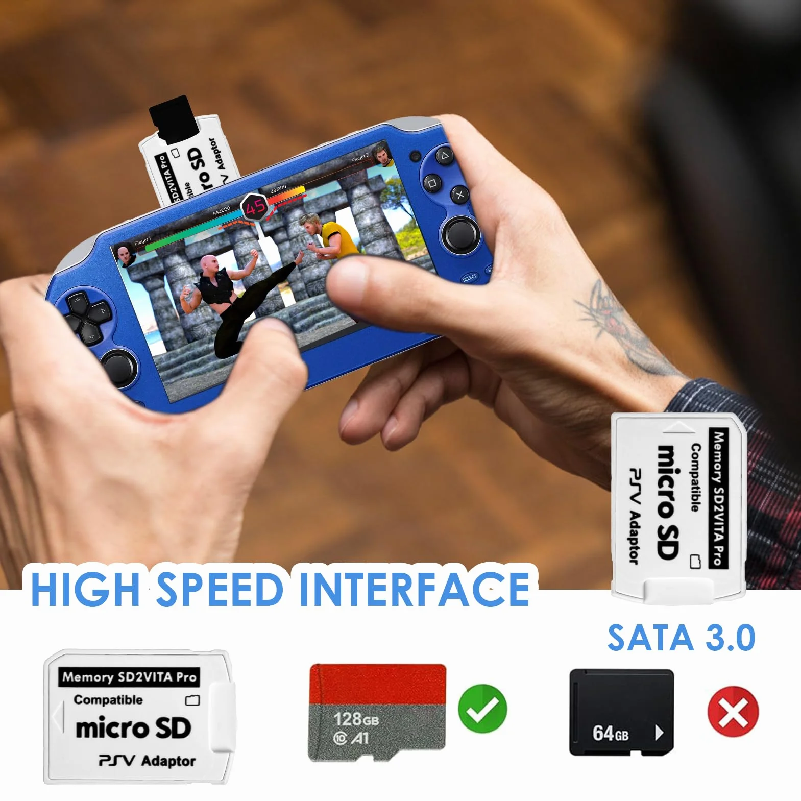 Karta pamięci SD2Vita 5.0 Adapter do PS Vita, konwerter Micro SD PSVSD, obsługa do 256 GB, dla PS Vita 1000/2000 Firmware 3.60