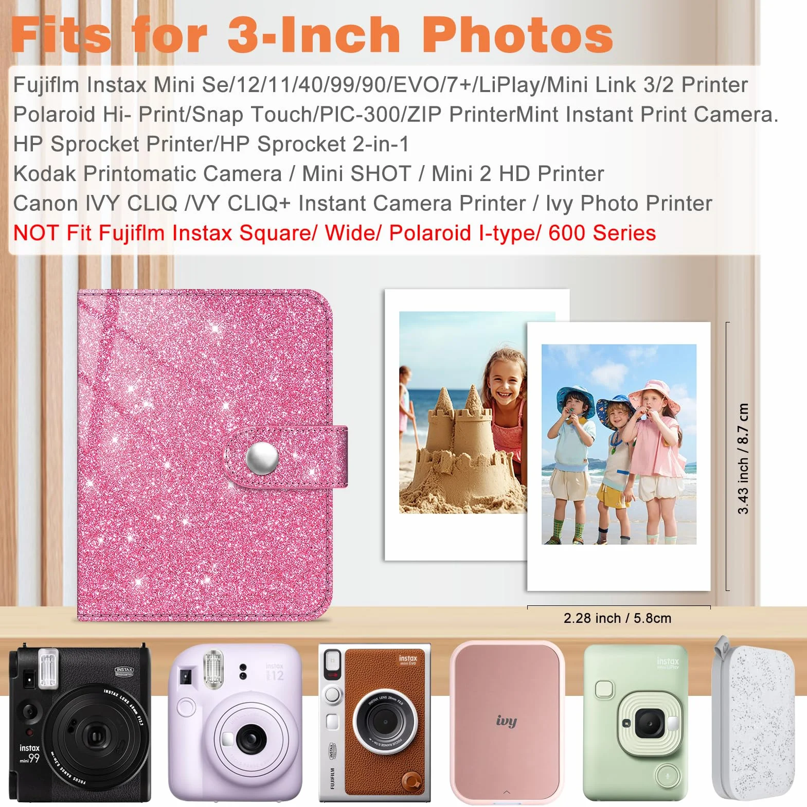 FINTIE Album fotograficzny Mini album fotograficzny 2 x 3 cale - album na zdjęcia Fujifilm Instax Mini aparat natychmiastowy/polaroid Hi-Print zdjęcia i uchwyt na zdjęcia Kpop Photocard Holder Binder,